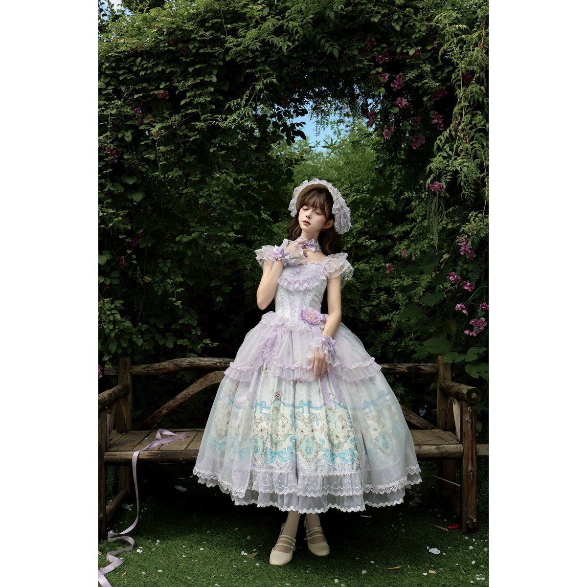 Lily Narrative - Classic Lolita JSK Dress Set, Lily Floral Print 46095:874898