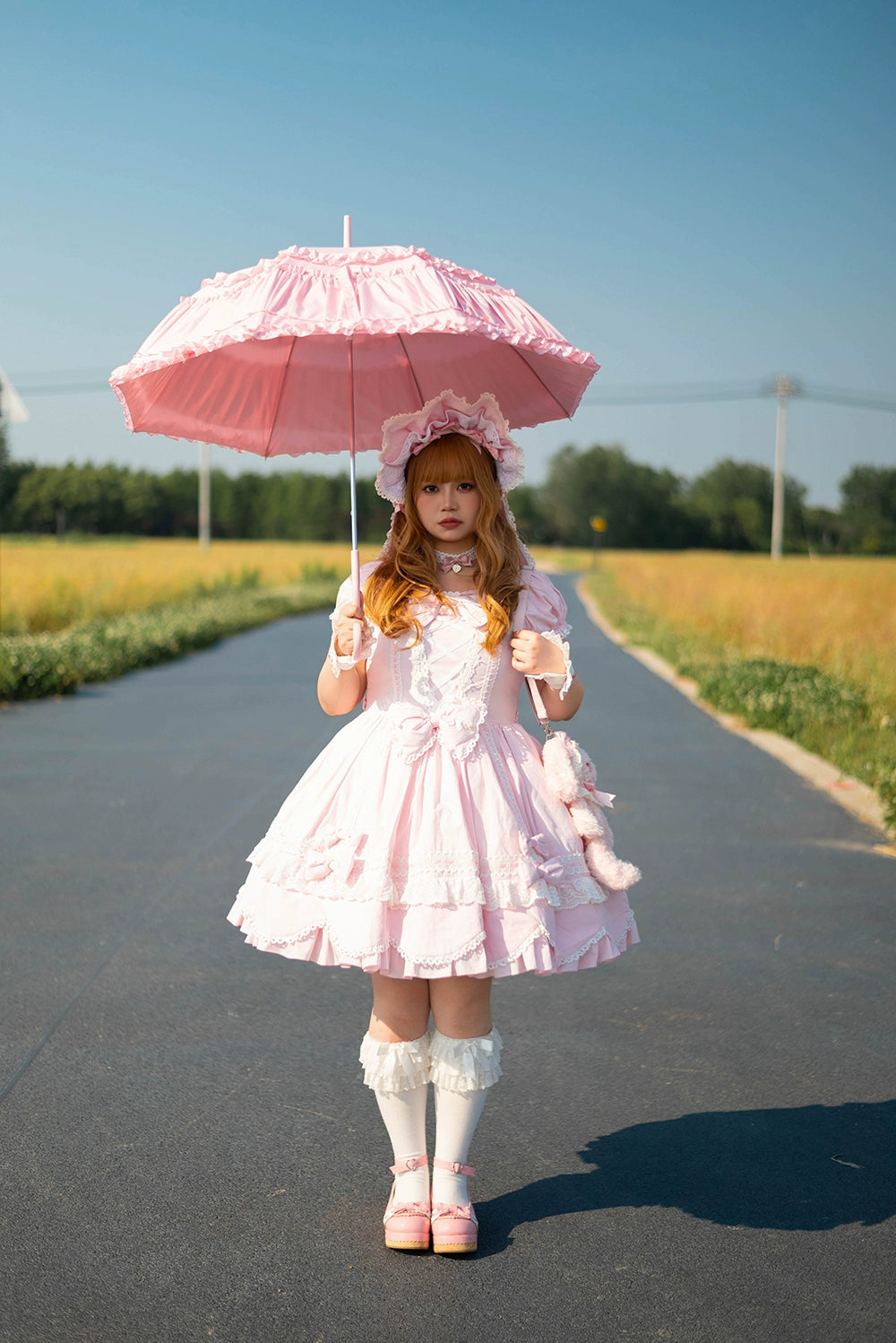 Miss Point - Vintage Petal Rabbit - Old School Lolita OP Cotton Dress With Petal-Shaped Hem 43135:768531