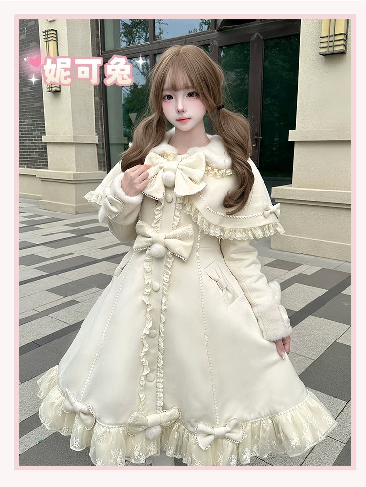 Mengfuzi - Nico Bunny - Winter Sweet Lolita Overcoat, Detachable Cape 44102:795399