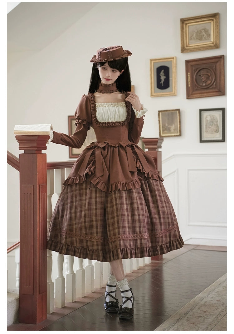 With PUJI - Oak Hymn - Classic Lolita Plaid OP Suit, Side Zipper 43924:791244