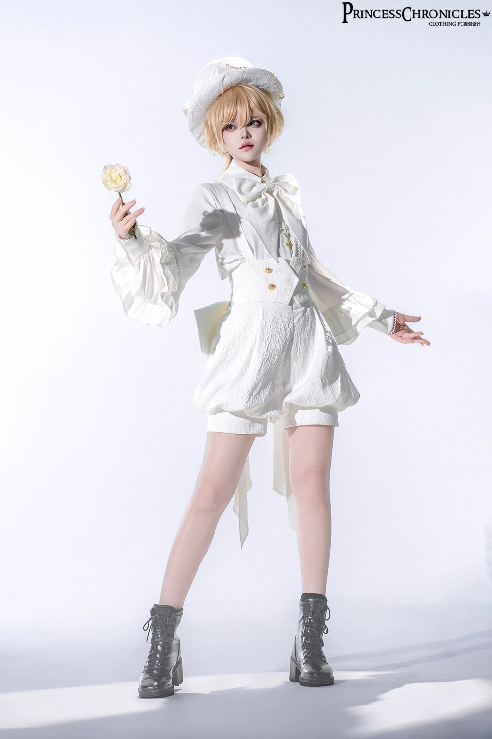 Doll - Ouji Lolita Pink Blouse & White Shorts