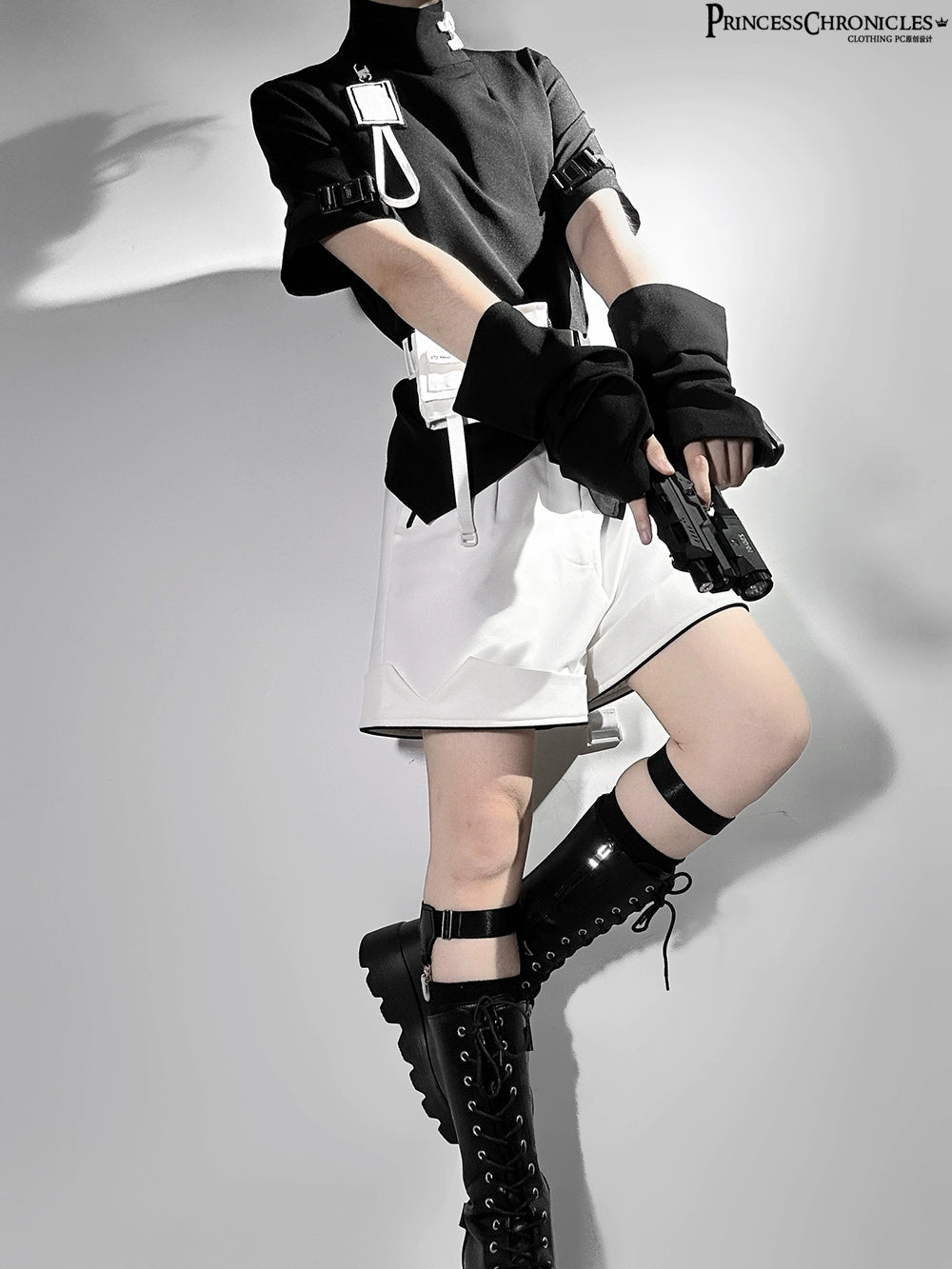 Princess Chronicles - White Cat - Futuristic Style Cool Lolita Pants Suit With Cat Ear Coat 39562:628502