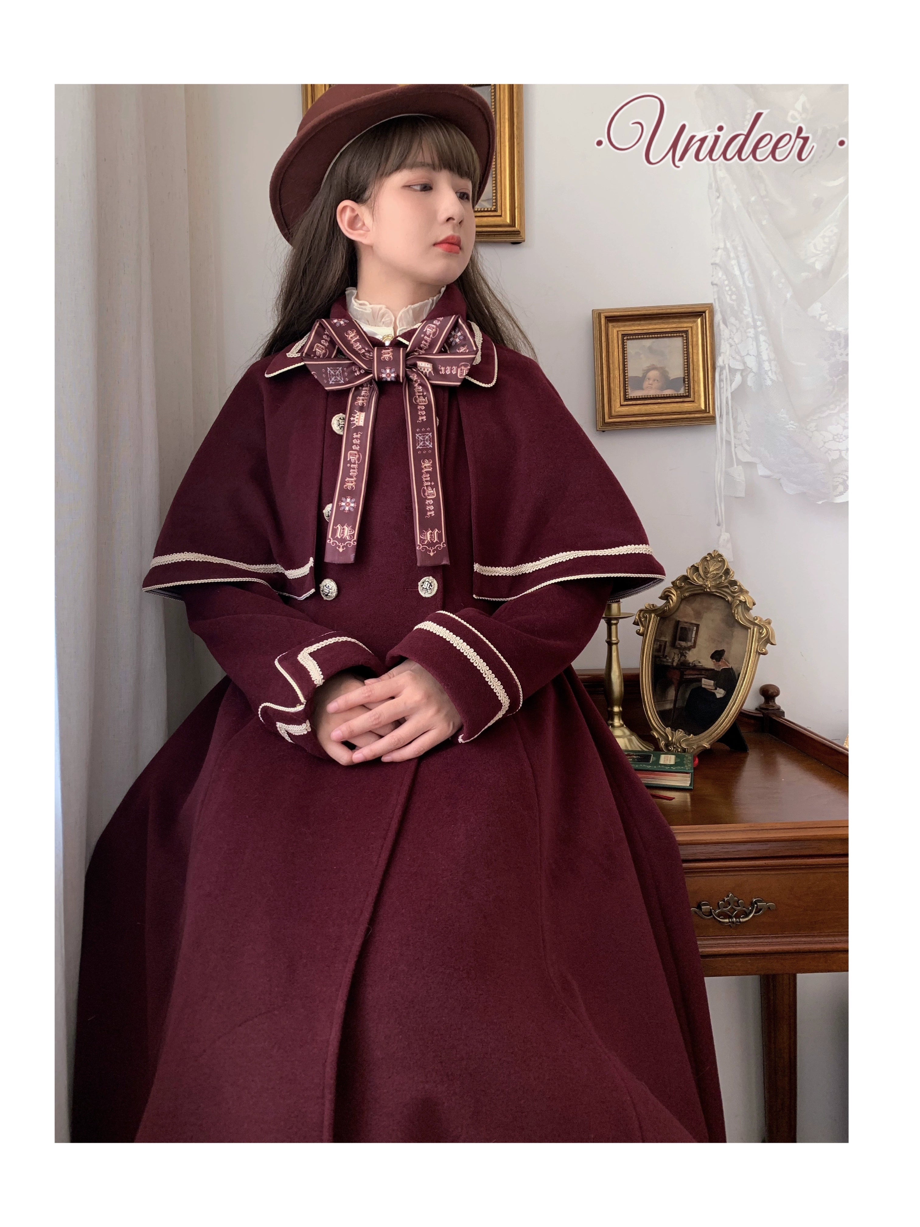 Unideer - Galaxy Traveler - Classic School Lolita Overcoat with Detachable Cape and Bow (2XL L M S XL) 39940:643338