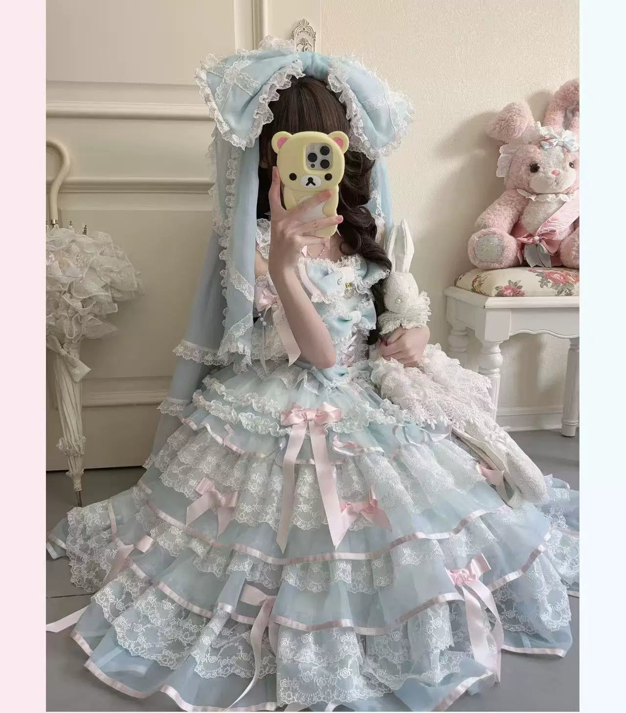 Sakura Snow Love Song - Wedding Sweet Lolita JSK Dress, Lace & Bows Details 44530:812429