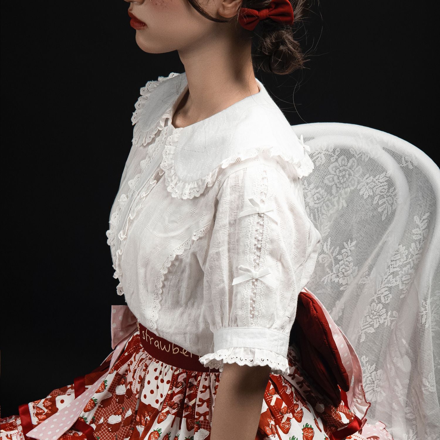 MIST - Kawaii Lolita Lace Shirt Pure white S