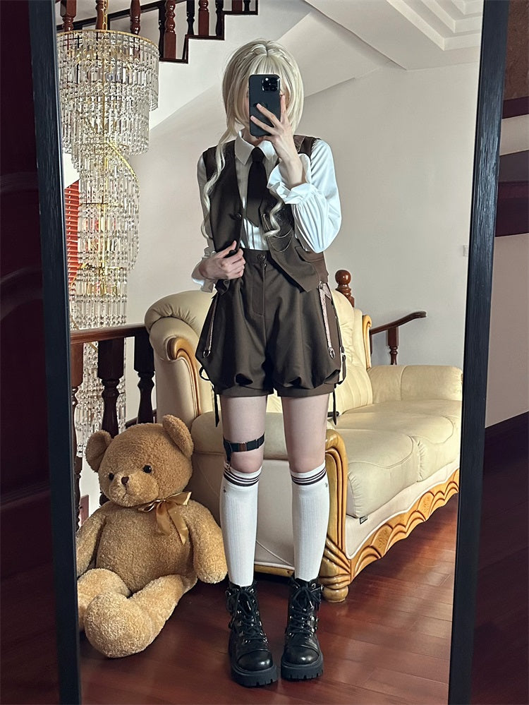 Letters from Unknown Star - Detective Rabbit Kiri - Spring Ouji Lolita Outfits Backpack Pants and Vest
