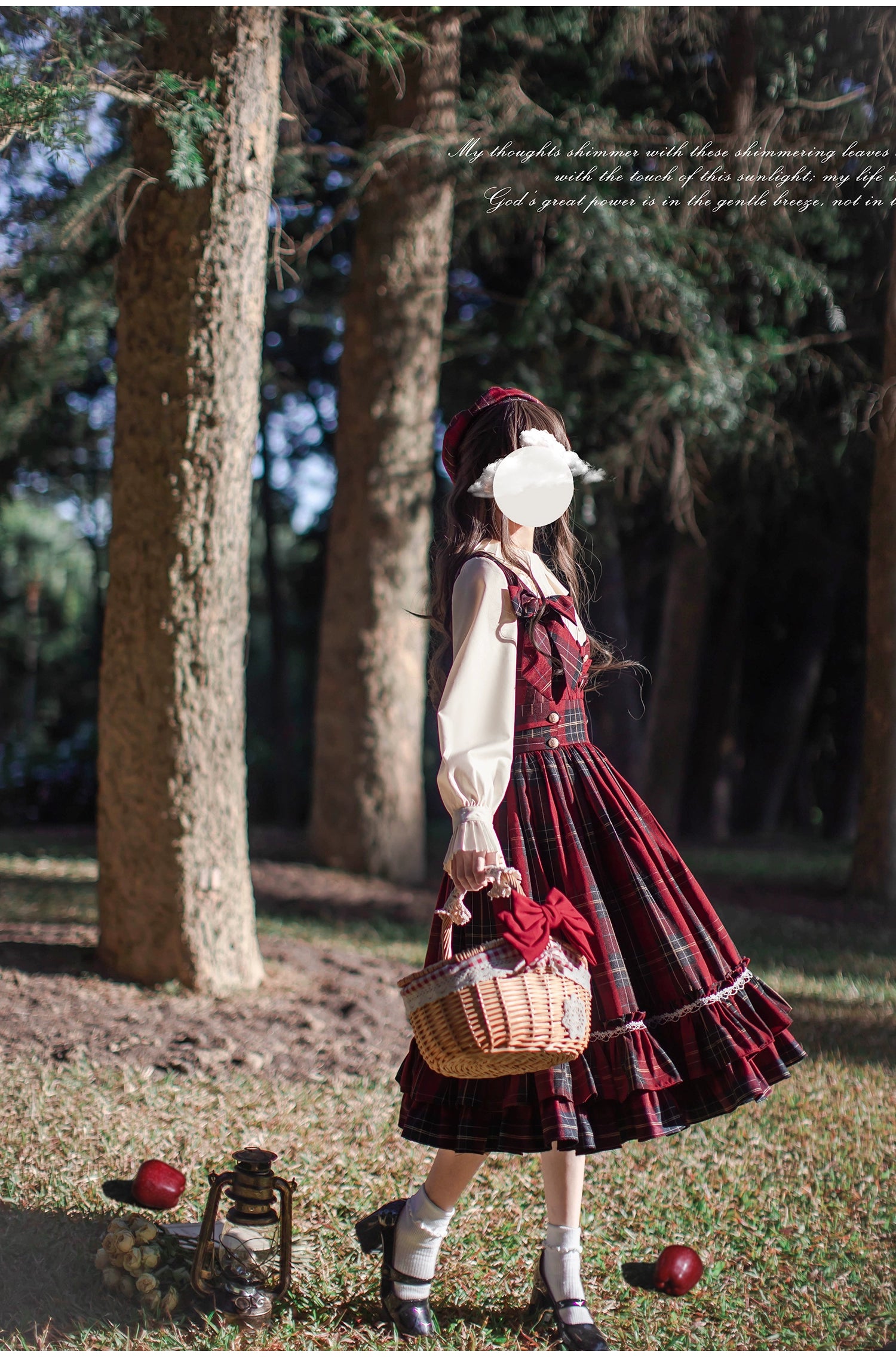 HuTaoMuJK - Little Red Riding Hood - Vintage Lolita Cape & JSK Dress Set 43706:783702