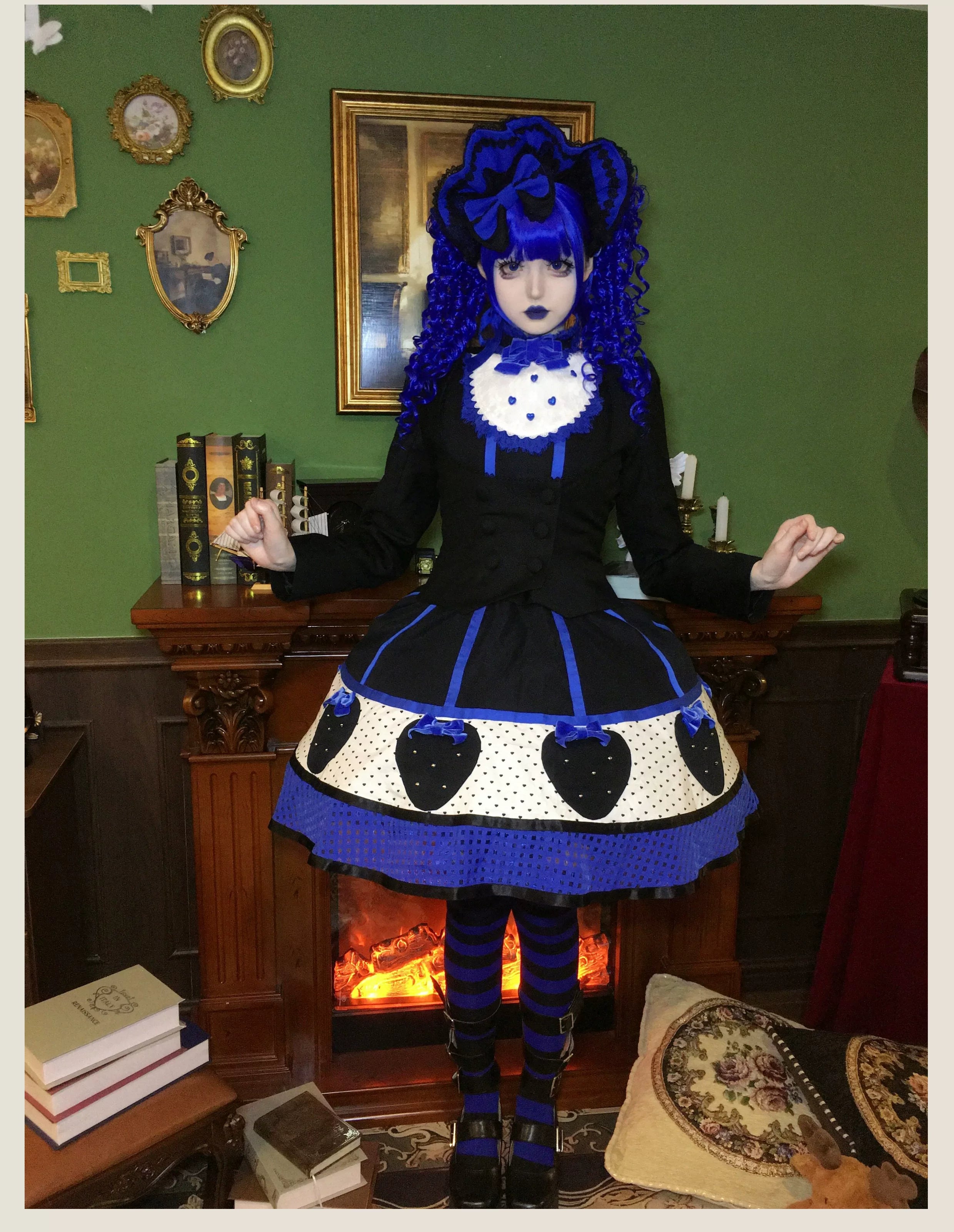 The Weird Strawberry Lady - Old School Lolita JSK, Hand-Studded Strawberry