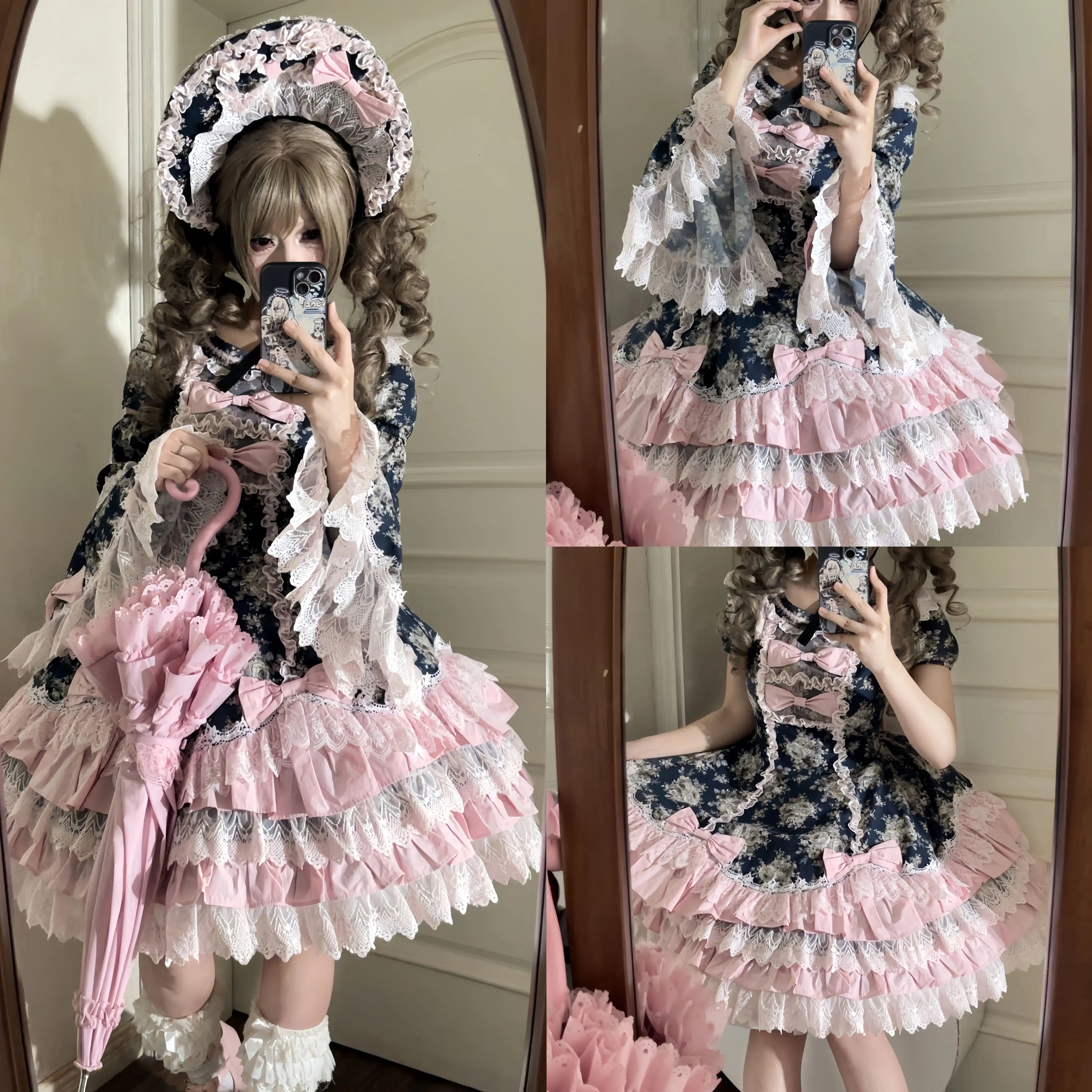 Diana Rose Wall - Old School Lolita Rose Print OP Dress, Side Zipper 44903:827180