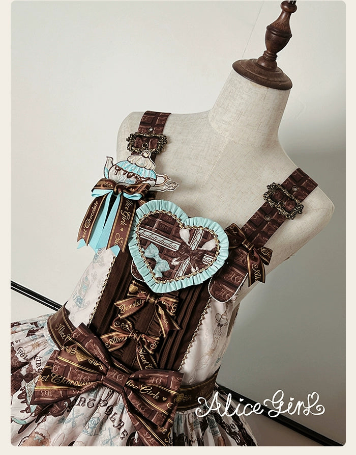 Alice Girl - Bear Chocolate Bar - Kawaii Lolita JSK & Salopette Dress 43851:787052