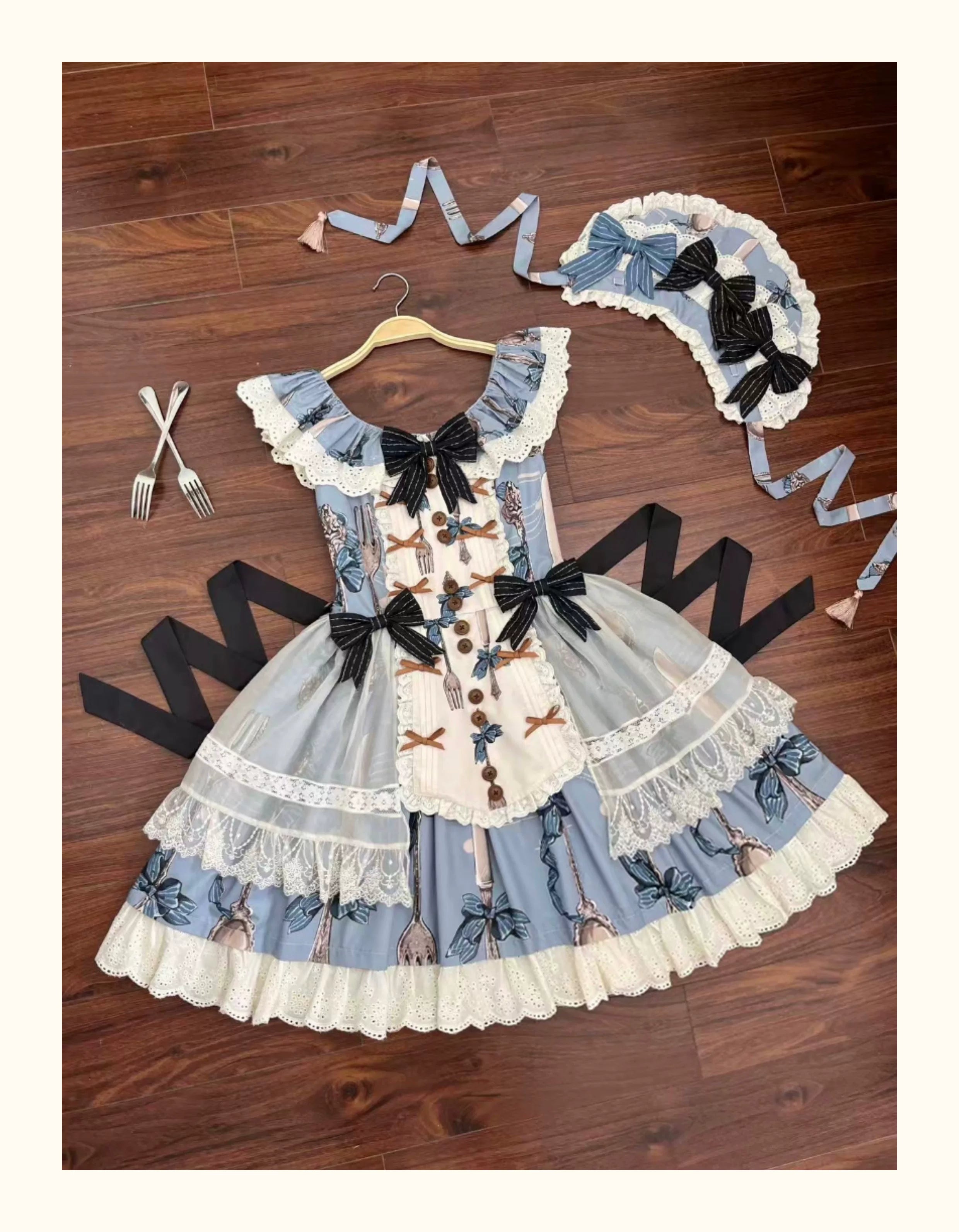Witch's Banquet - Printed Doll-like Sweet Lolita OP, Apron-like Front 44634:816885