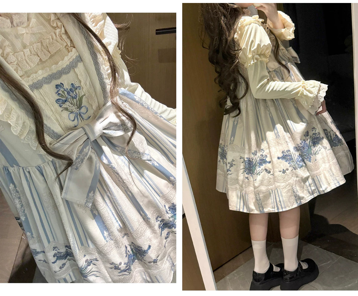 Iris - Classic Lolita JSK Dress Set, Iris Print and Embroidery 45997:871530