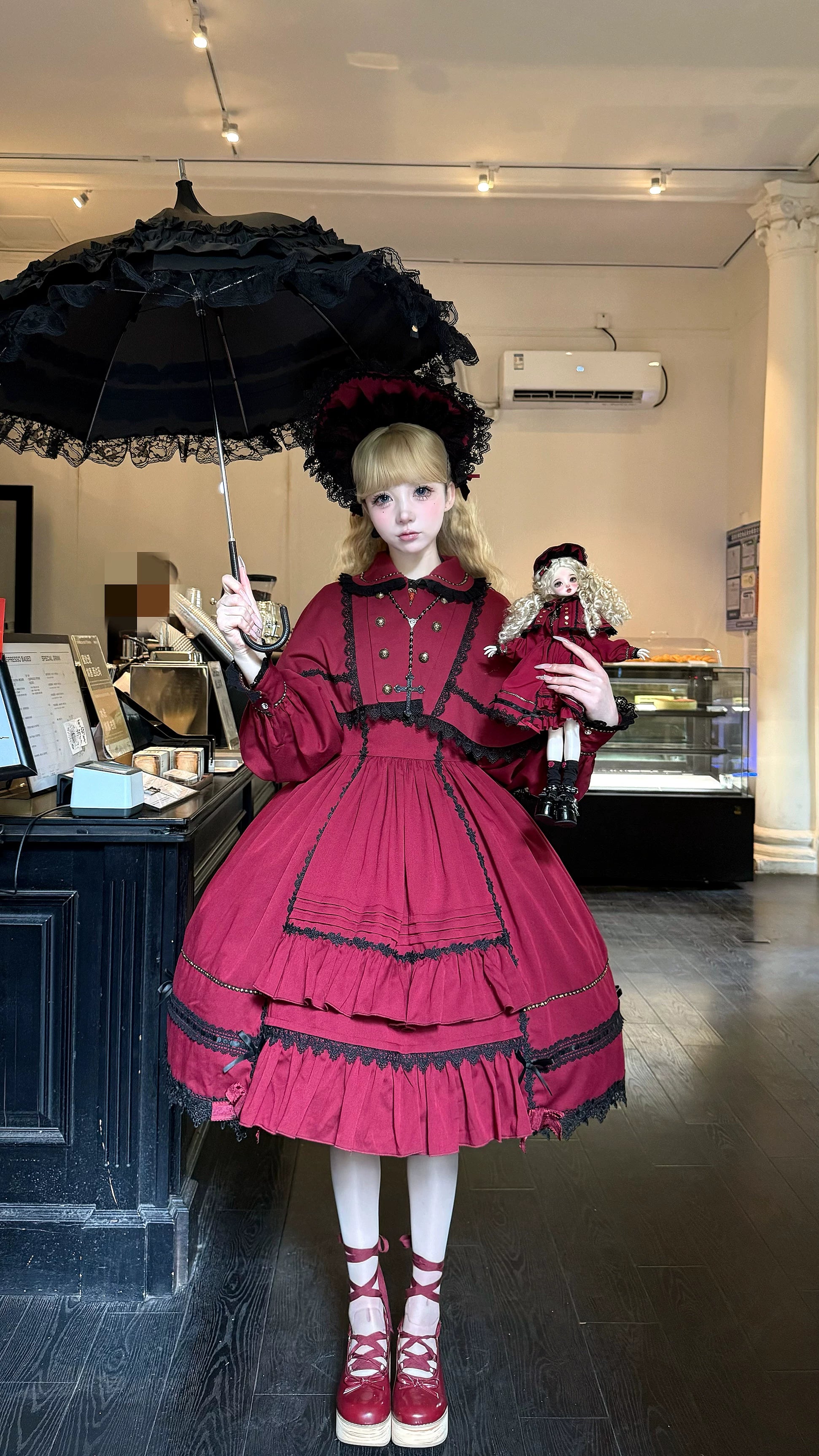 Ningyo Night - Old School Lolita OP Dress, Peter Pan Collar Cape 44635:816653