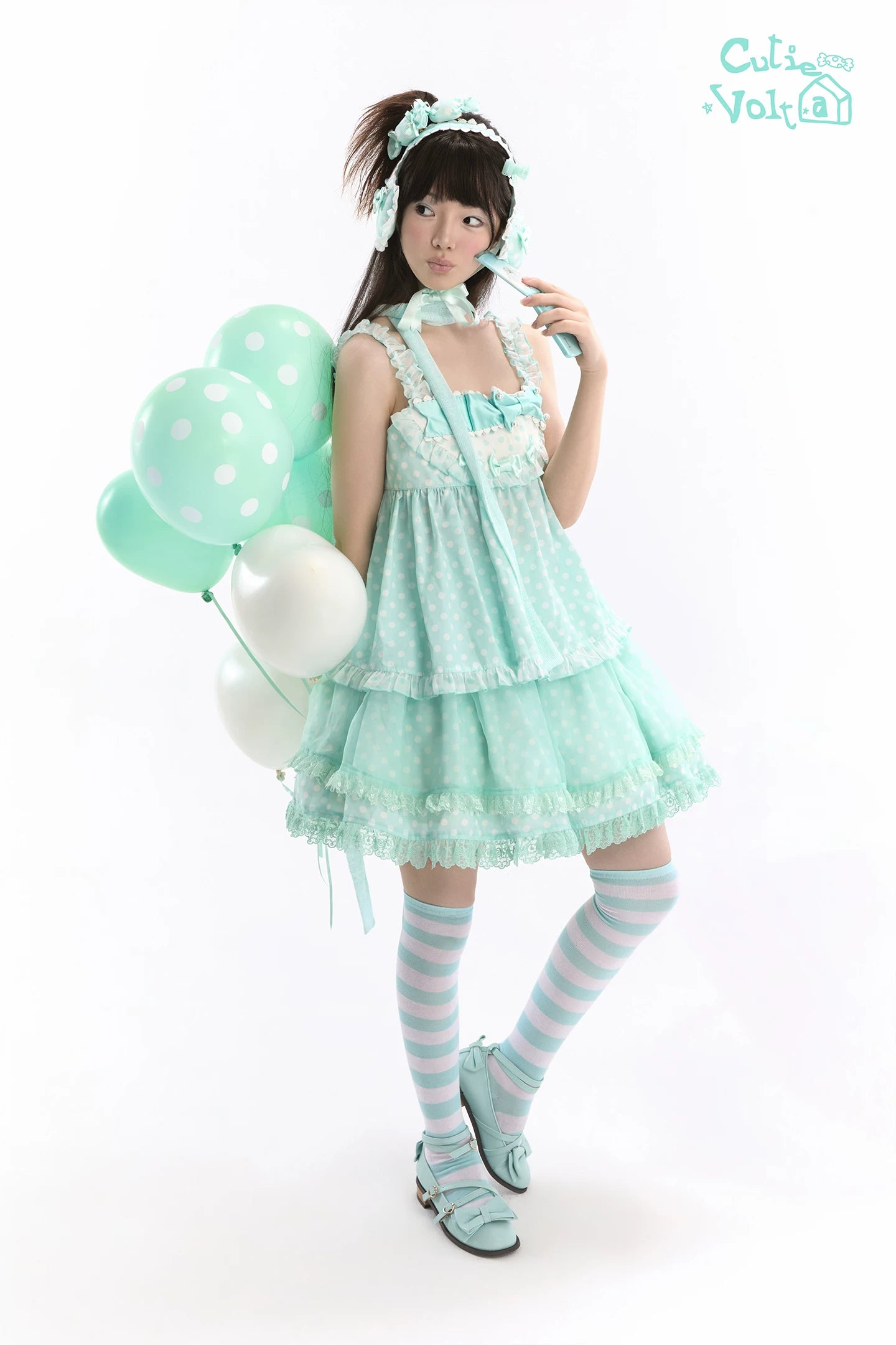Candy Cottage - Old School Lolita Polka Dot Dress & Top Skirt Set 45522:851869
