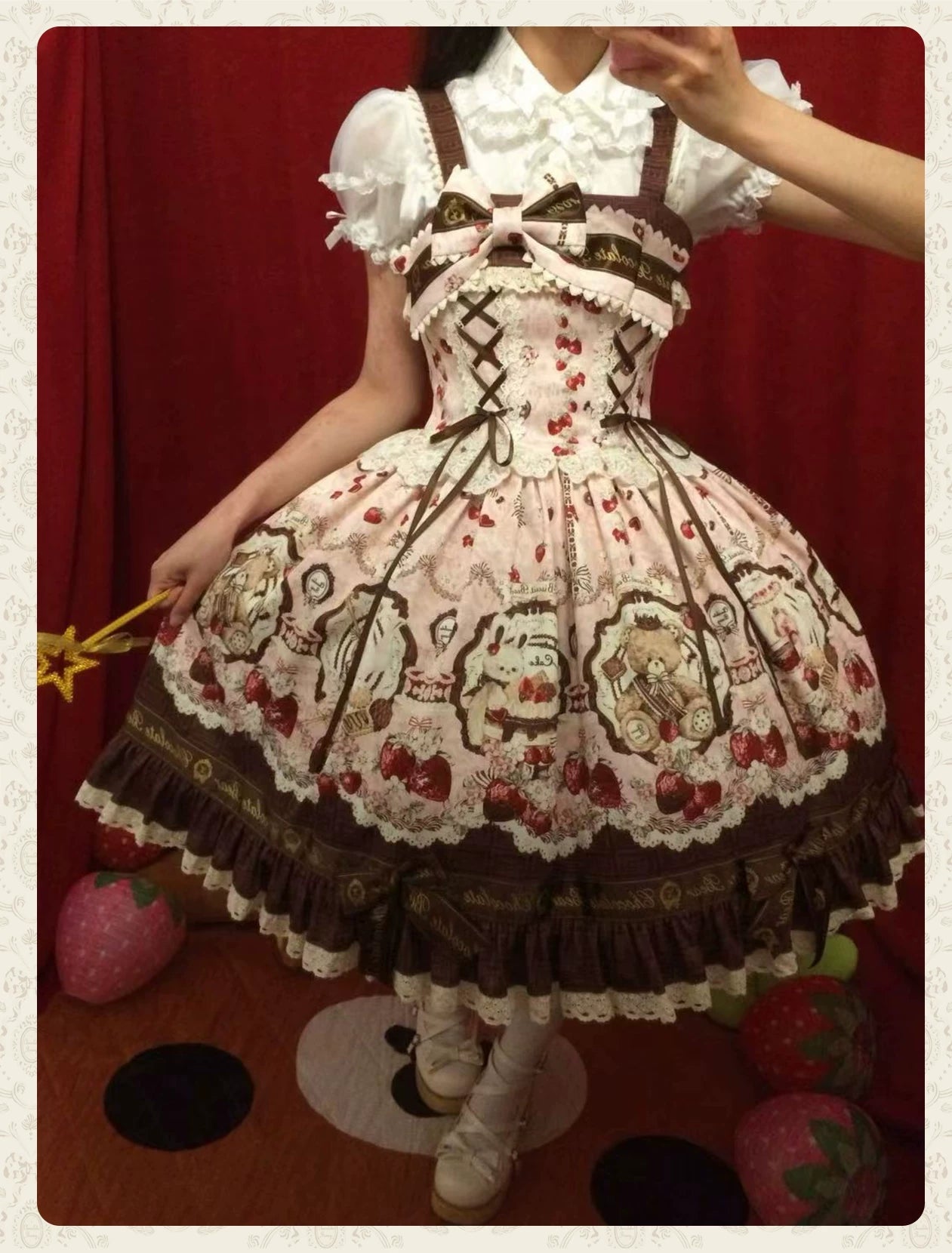 Cookie Treasure Box - Sweet Lolita Dessert Printed JSK Dress with Ribbon Bows 45542:851714