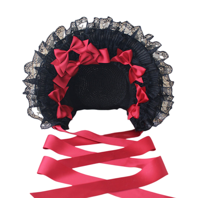 (BFM)Deer Girl~Gothic Lolita Handmade Bonnet with Bows and Beads 34420:461690