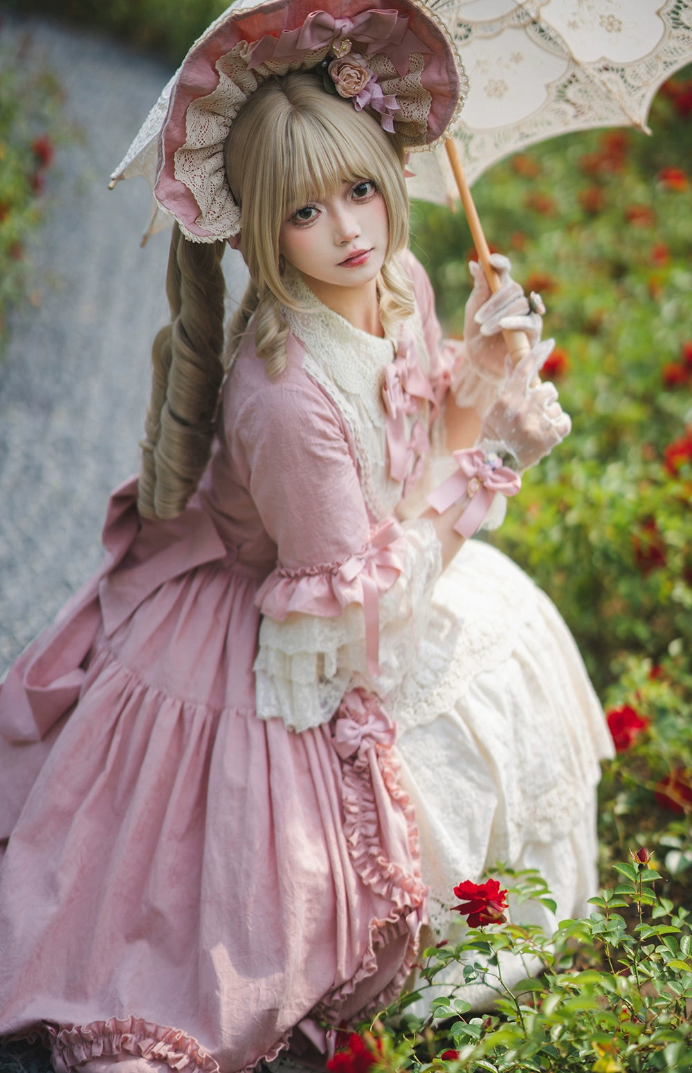 Miss Point~Lilyka Garden~Classic Lolita OP Dress Set Elegant Floral Wall Princess Sleeve 38832:606254
