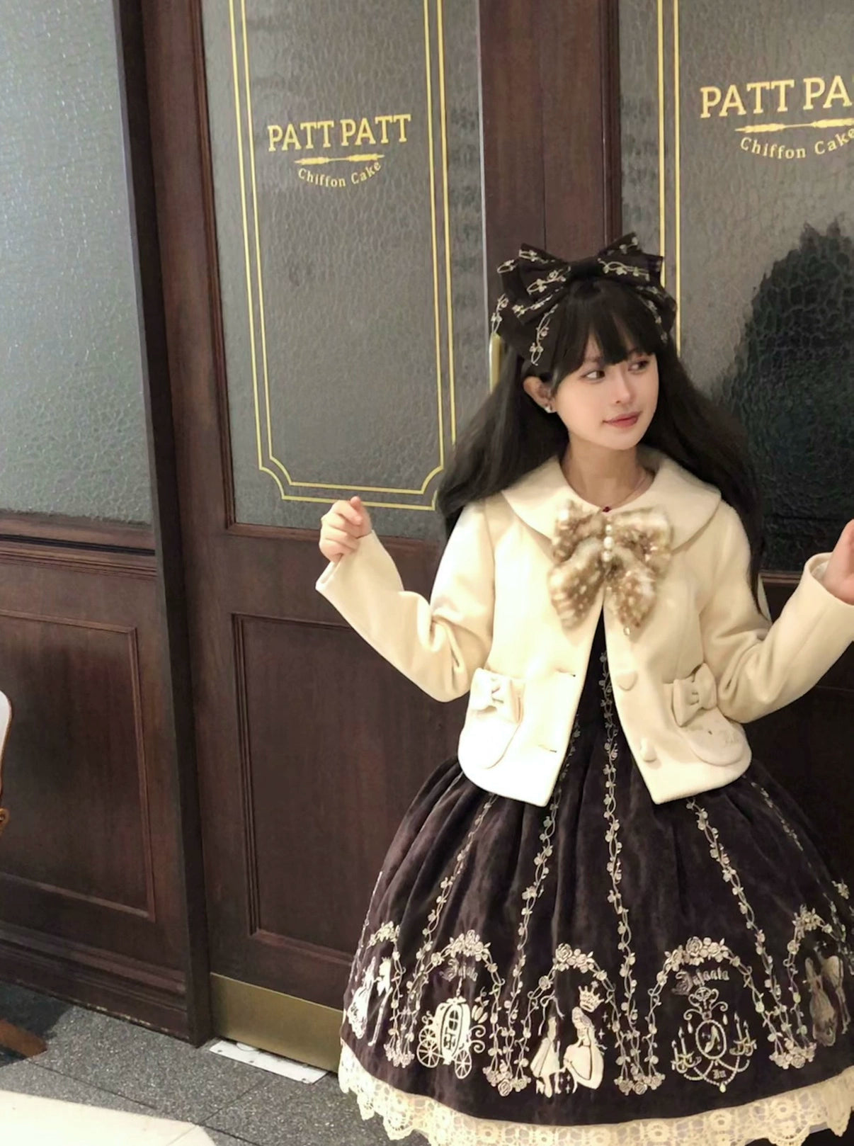 Sara Bell - Winter Story - Winter Kawaii Lolita Short Coat, Detachable Fur Collar 44068:794431