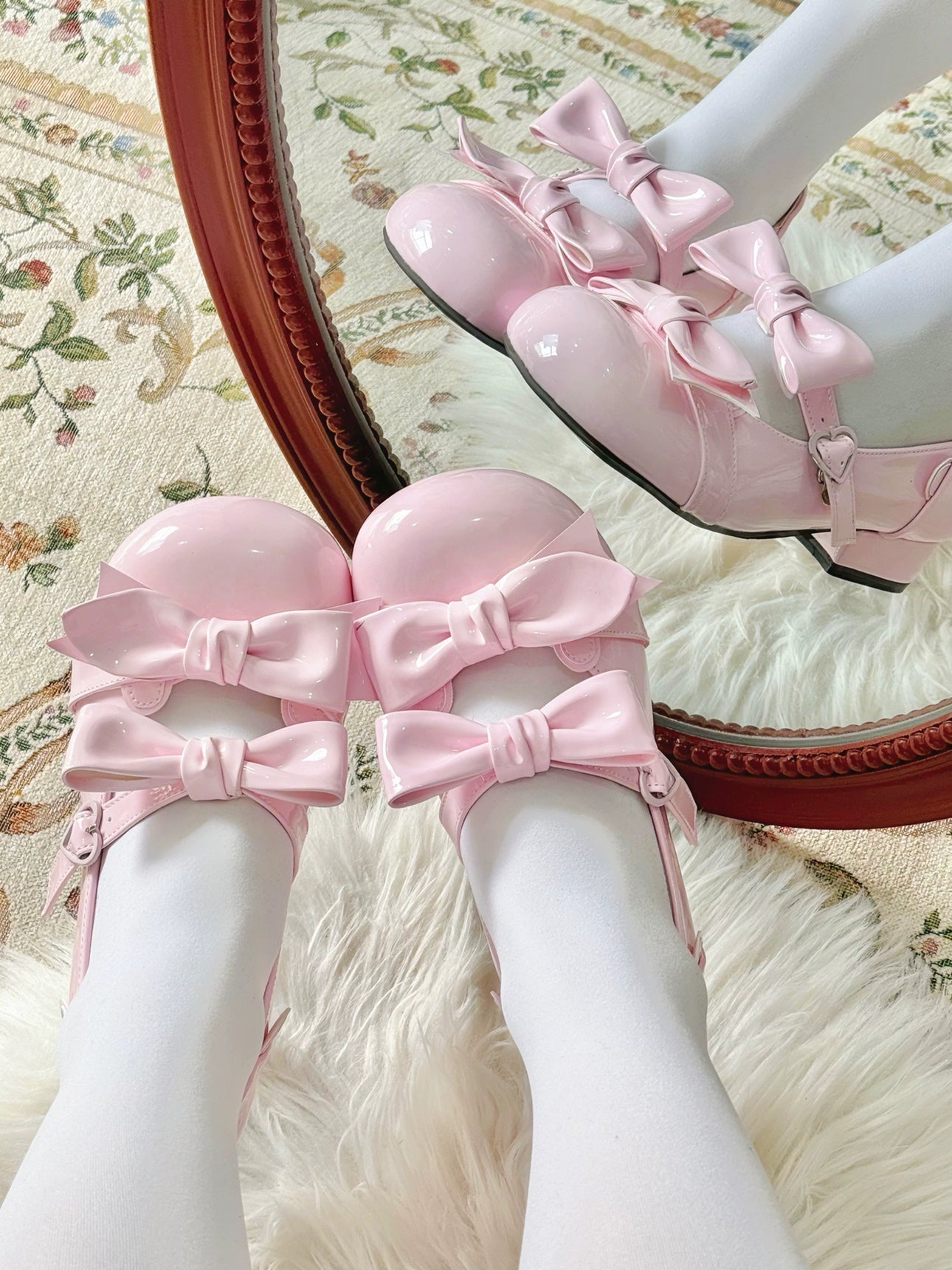 Beauty Bunny~Kawaii Lolita Shoes Low Heels Round Toe PU Shoes 36074:509092