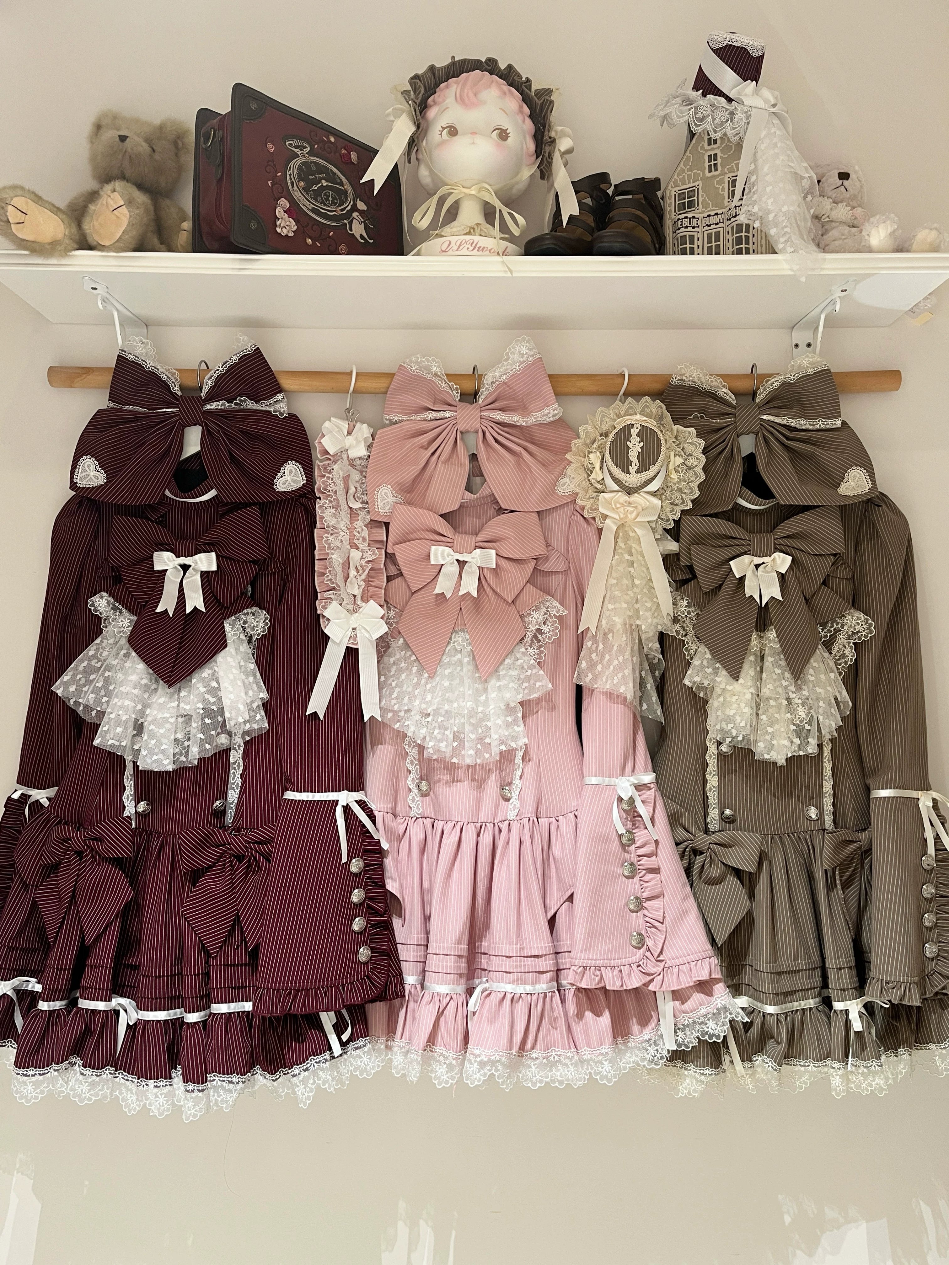Phantom Kitty - Old School Lolita Low Waist OP Dress, Lace & Bow 45119:836177