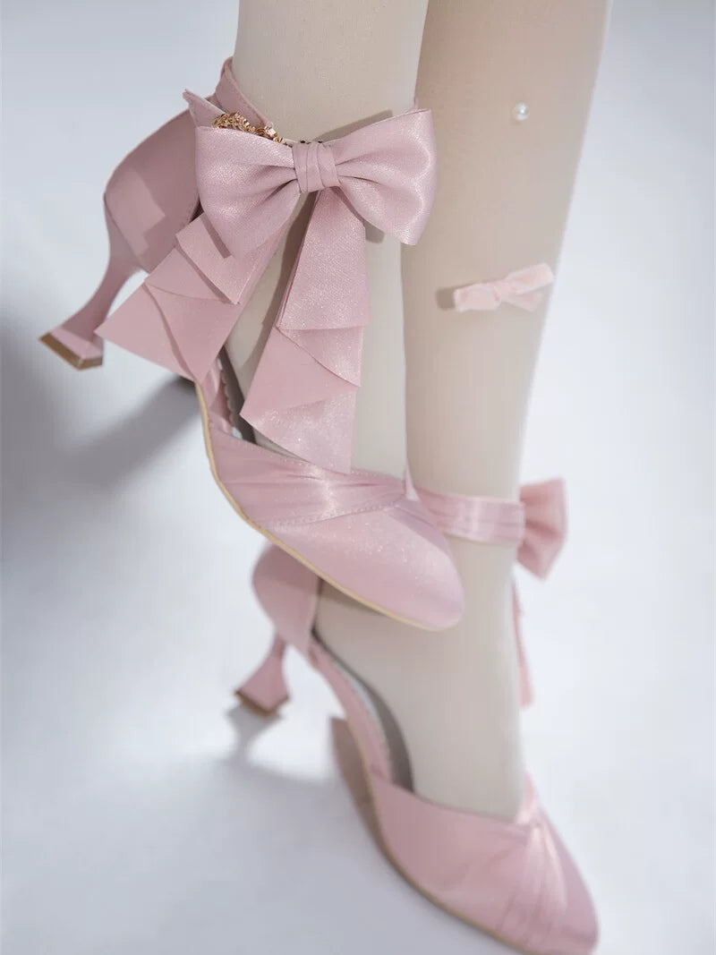 Coronation - Classic Lolita Wine Glass Shaped Heels Shoes, Detachable Bow