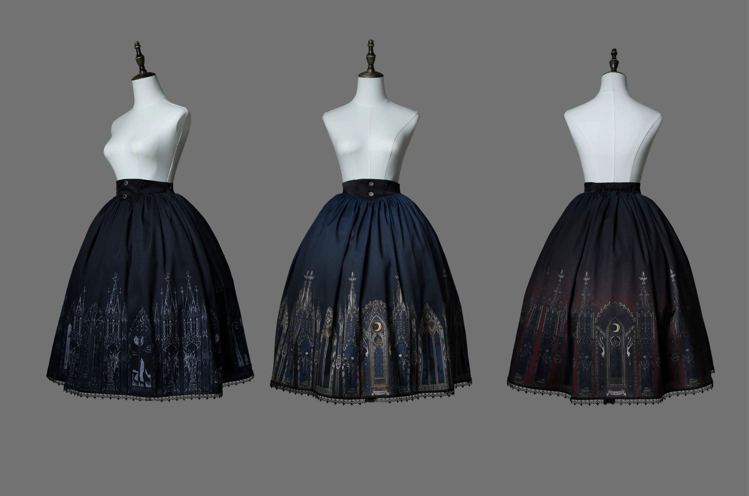 Wuyuzhe - Wolf Hunter - Gothic Lolita SK Set Halter Overskirt Cape Vest S Brownish Red Long- SK (Black Waist)