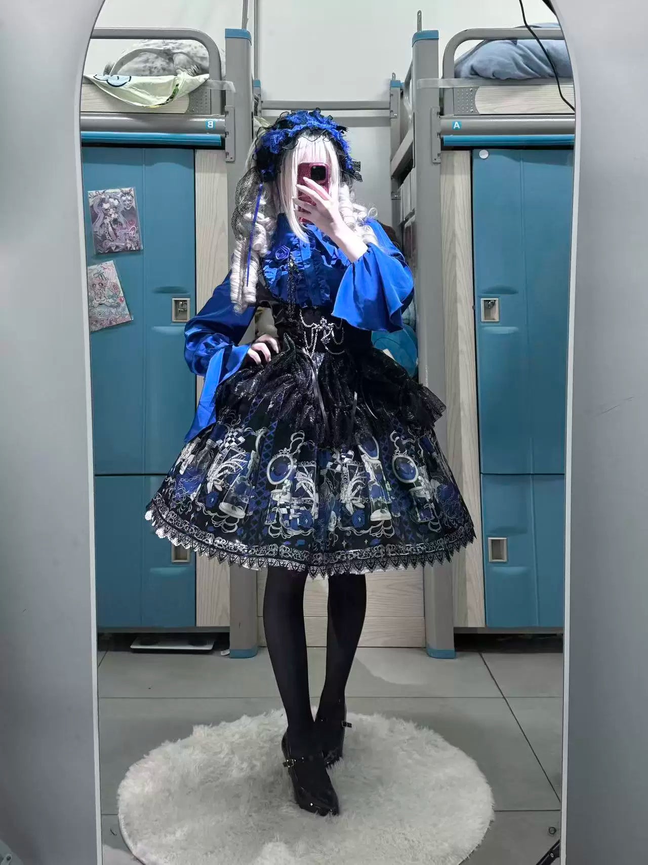 Blood Research Lab - Gothic Lolita JSK Dress, Rose & Skull Print 44449:808770