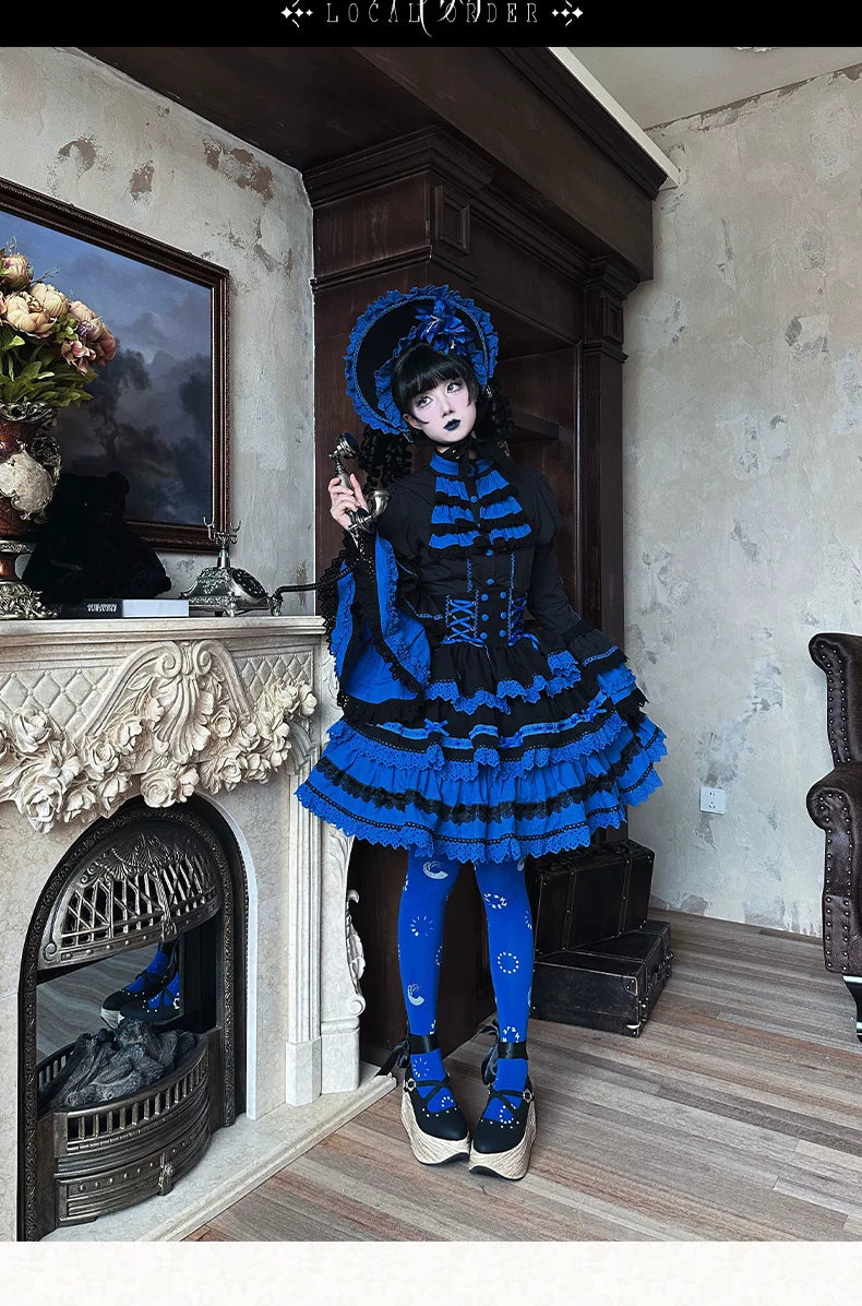 Nightmare - Gothic Lolita Ruffled Blouse and Tiered Skirt Set 45439:852790