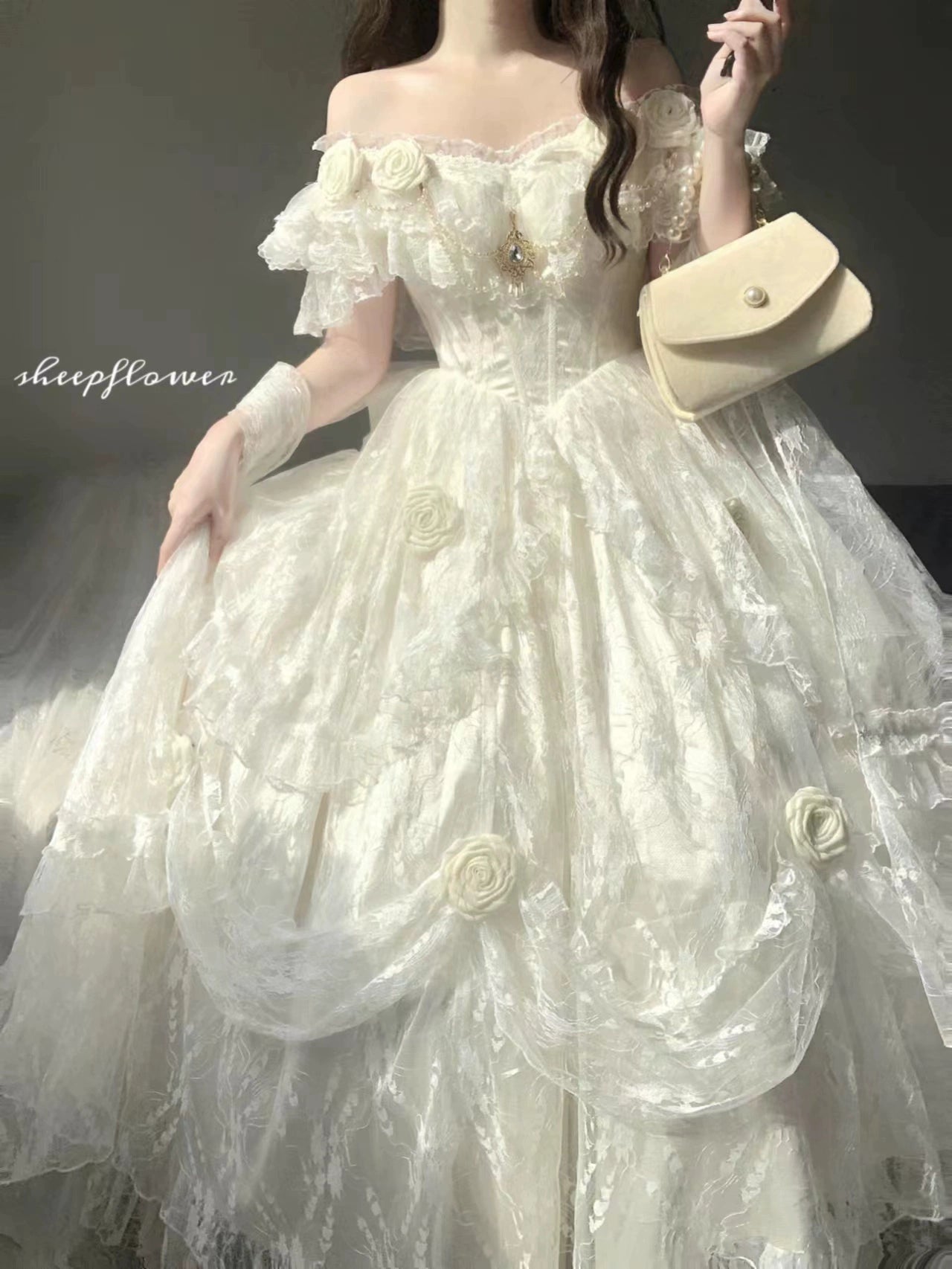 Meowing and fruity - Tana Manor - Classic Lolita OP Dress, Floral Decoration
