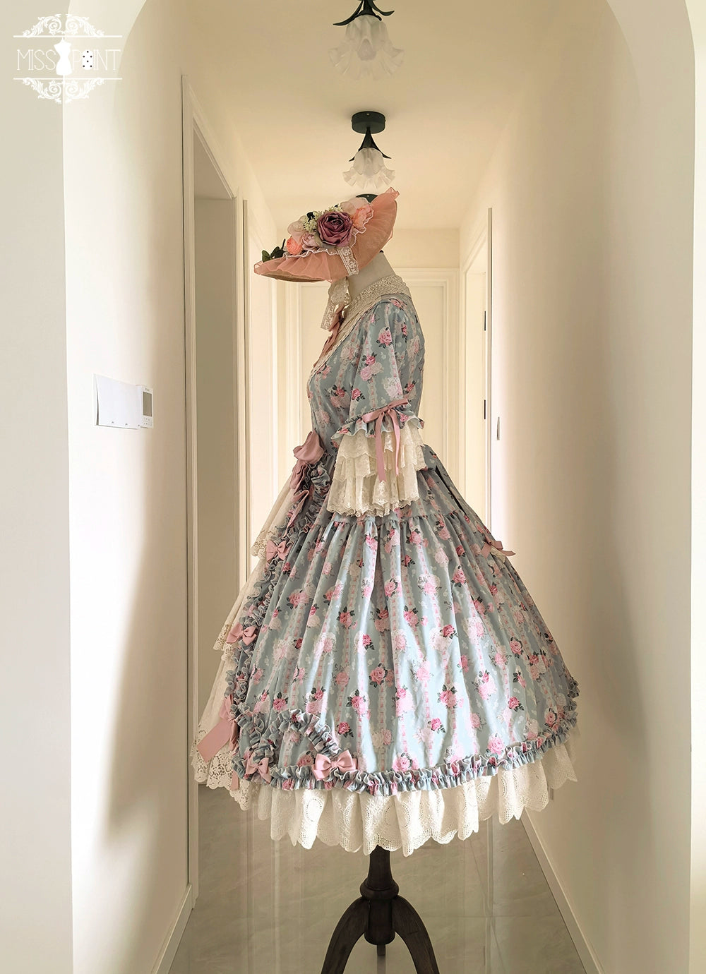 Miss Point~Lilyka Garden~Classic Lolita OP Dress Set Elegant Floral Wall Princess Sleeve 38832:606428