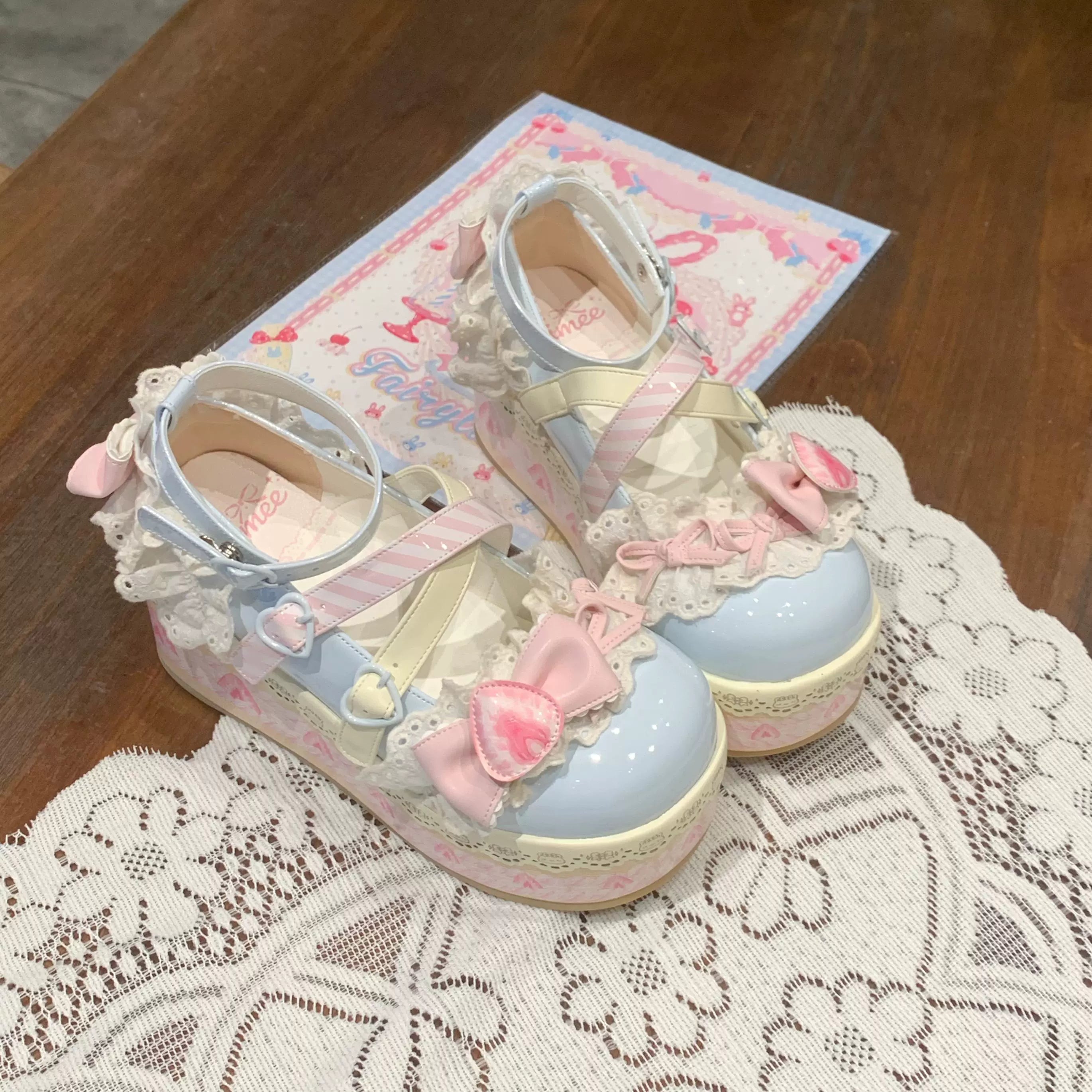 Aimee - Strawberry Limited - Sweet Lolita Platform Shoes Girlish Shoes Blue 34