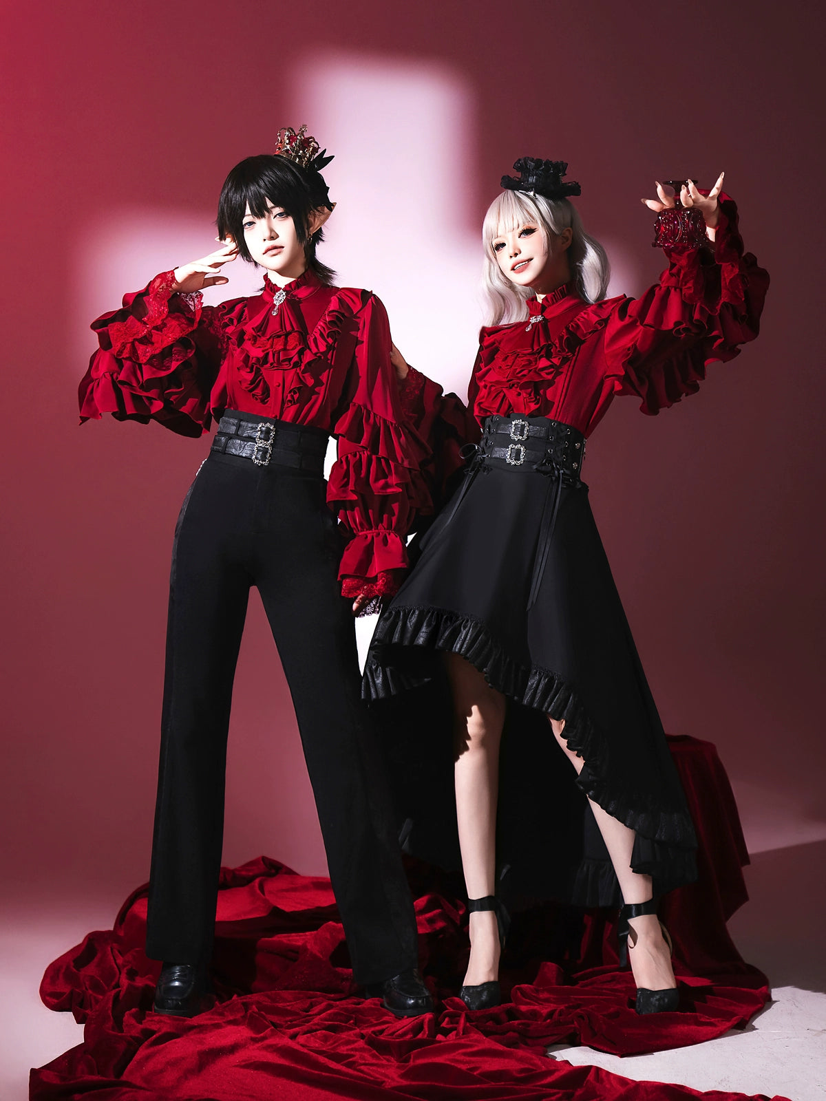Night & Day Sonata - Ouji Lolita Princess Sleeve Shirt & Pants Suit