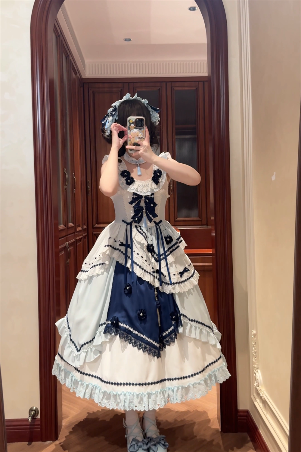 Blue and White Dream - Classic Lolita JSK Dress, Irregular Layered Hem