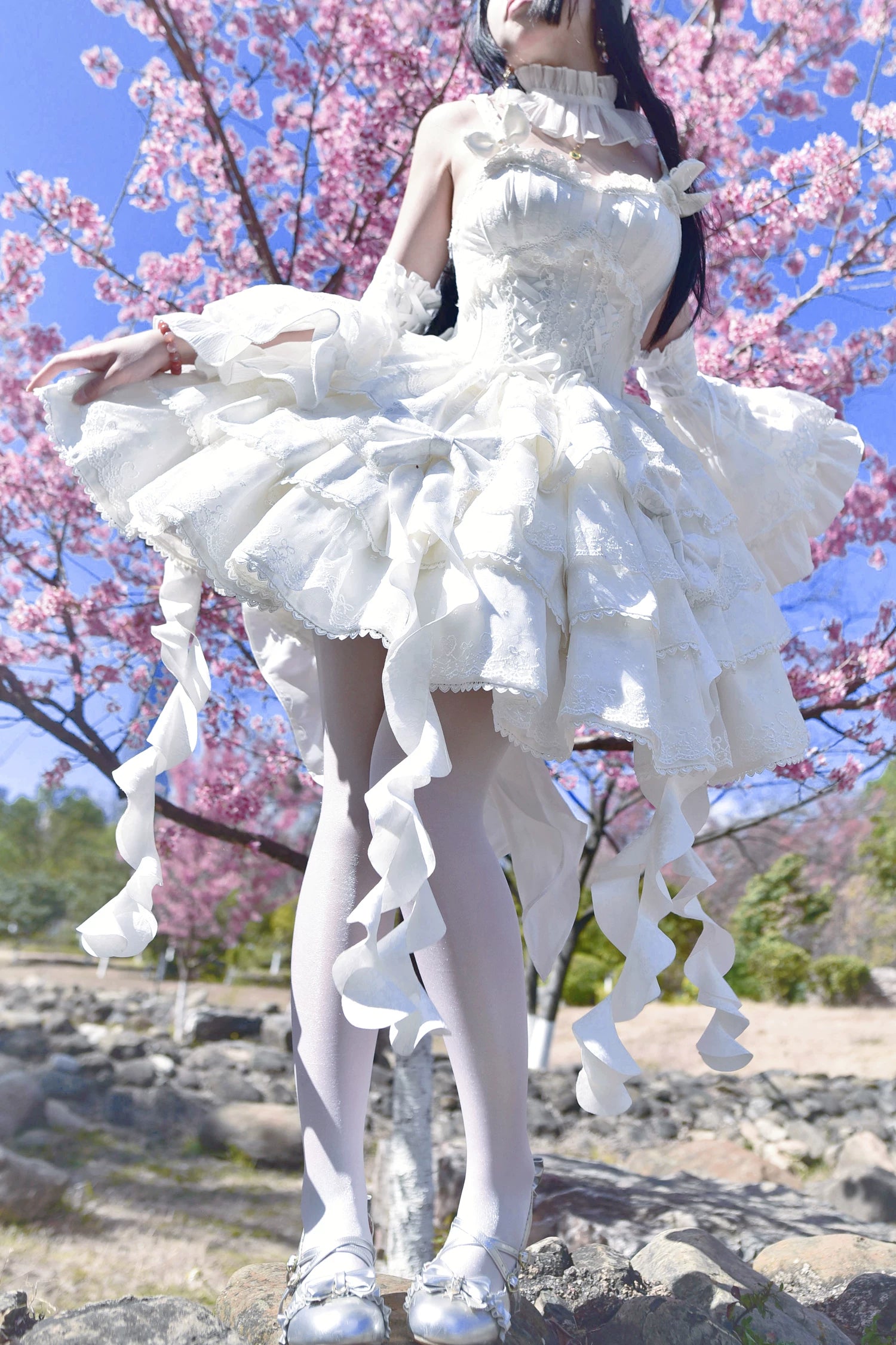 Mori Isle - Solid Gothic Lolita JSK Dress, Embroidered Lace 45658:857765