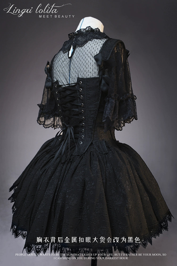 (BFM)Lingxi Lolita~Bone island Gothic Lolita Corset Goth Blouse Skirt Set 31838:371726