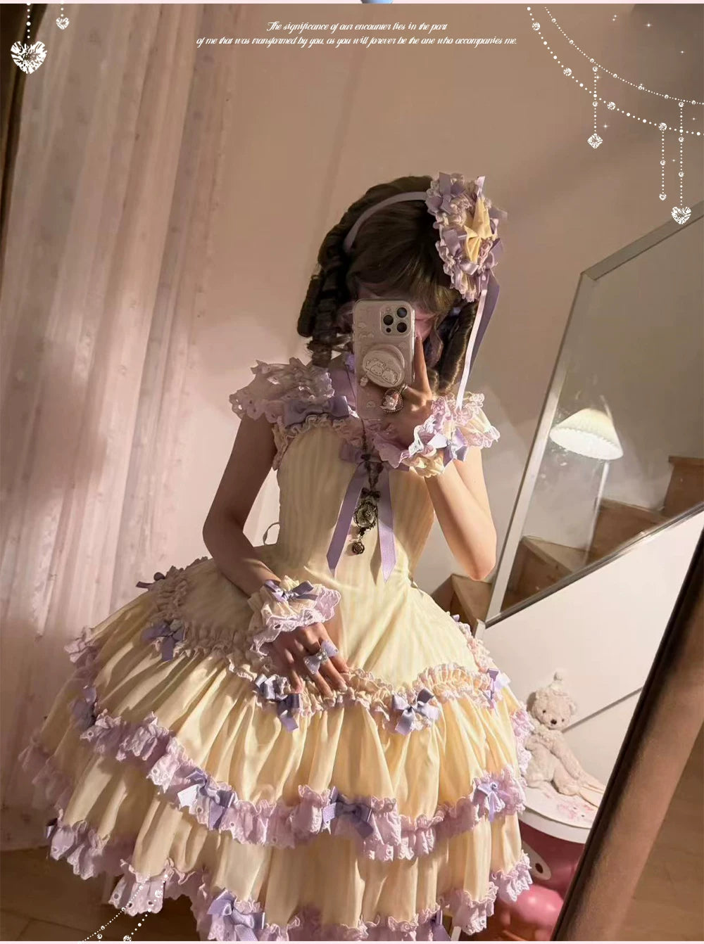 Eternal Girlhood - Six-Panel Old School Lolita Striped JSK & OP, Bow Accents 45811:863038