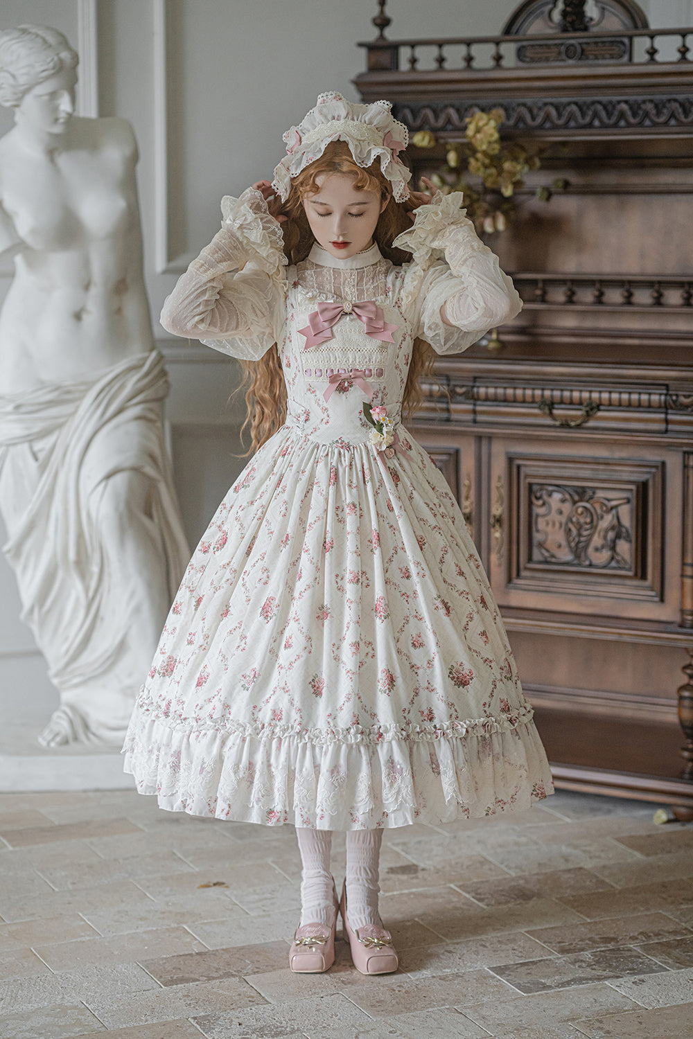 Miss Point~Customized Wood Rose 2.0 Elegant Vintage Jumper Dress 21392:302534