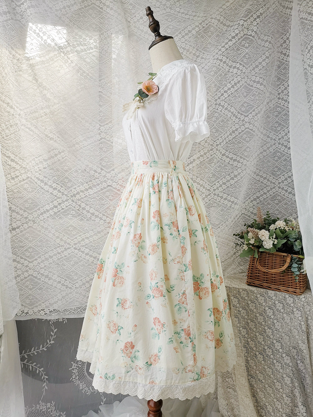 Miss Point - Customized Vintage Sweet Elegant Rose Skirt