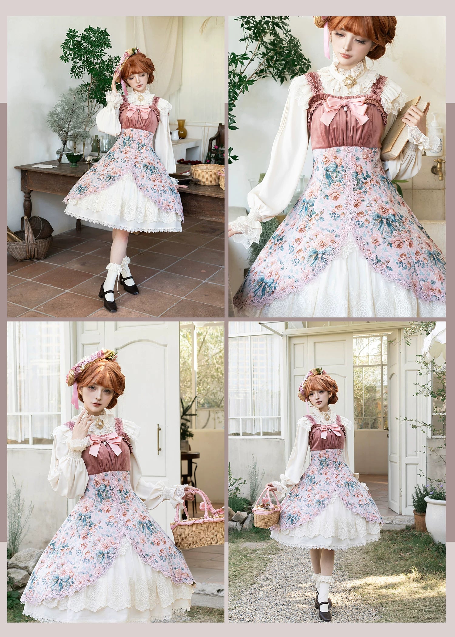 Devonshire Garden - Rose Jacquard JSK Dress, Mermaid Hem