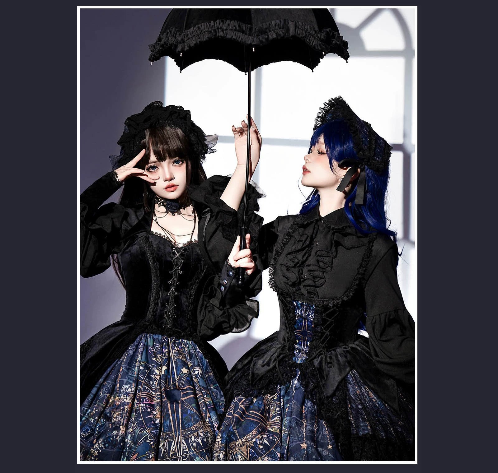 SUSIN - Night Traveler - Classic and Elegant Gothic Dress with Colorful Window Prints 39250:626326