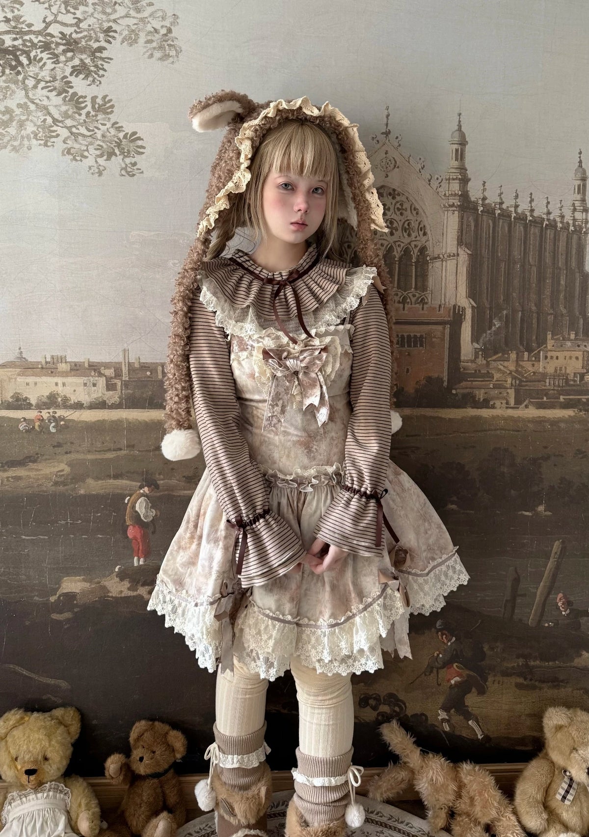 Himawari - Sweet Lolita Long Sleeve Blouse, Tiered Ruffle Collar 45973:869732