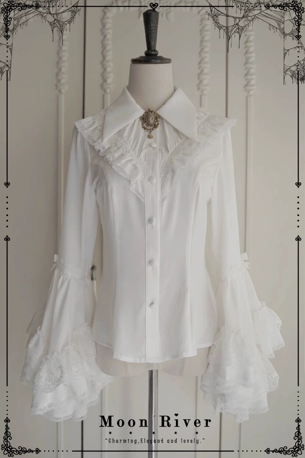 Moon River - Moonlit Spider - Gothic Lolita SK & JSK Dress Outfit Set (White / L M S) 44232:799676