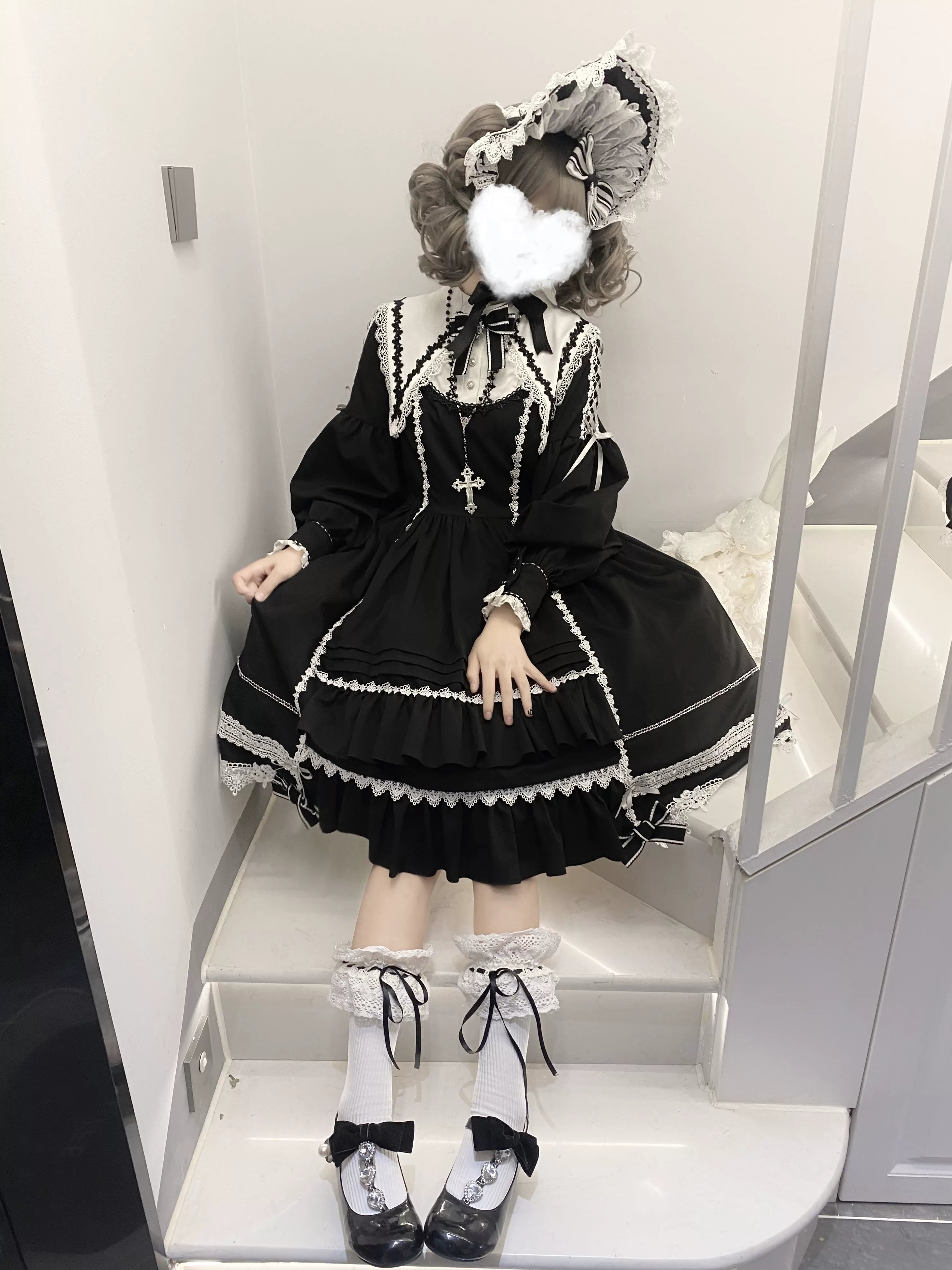 Ningyo Night - Old School Lolita OP Dress, Peter Pan Collar Cape 44635:816656
