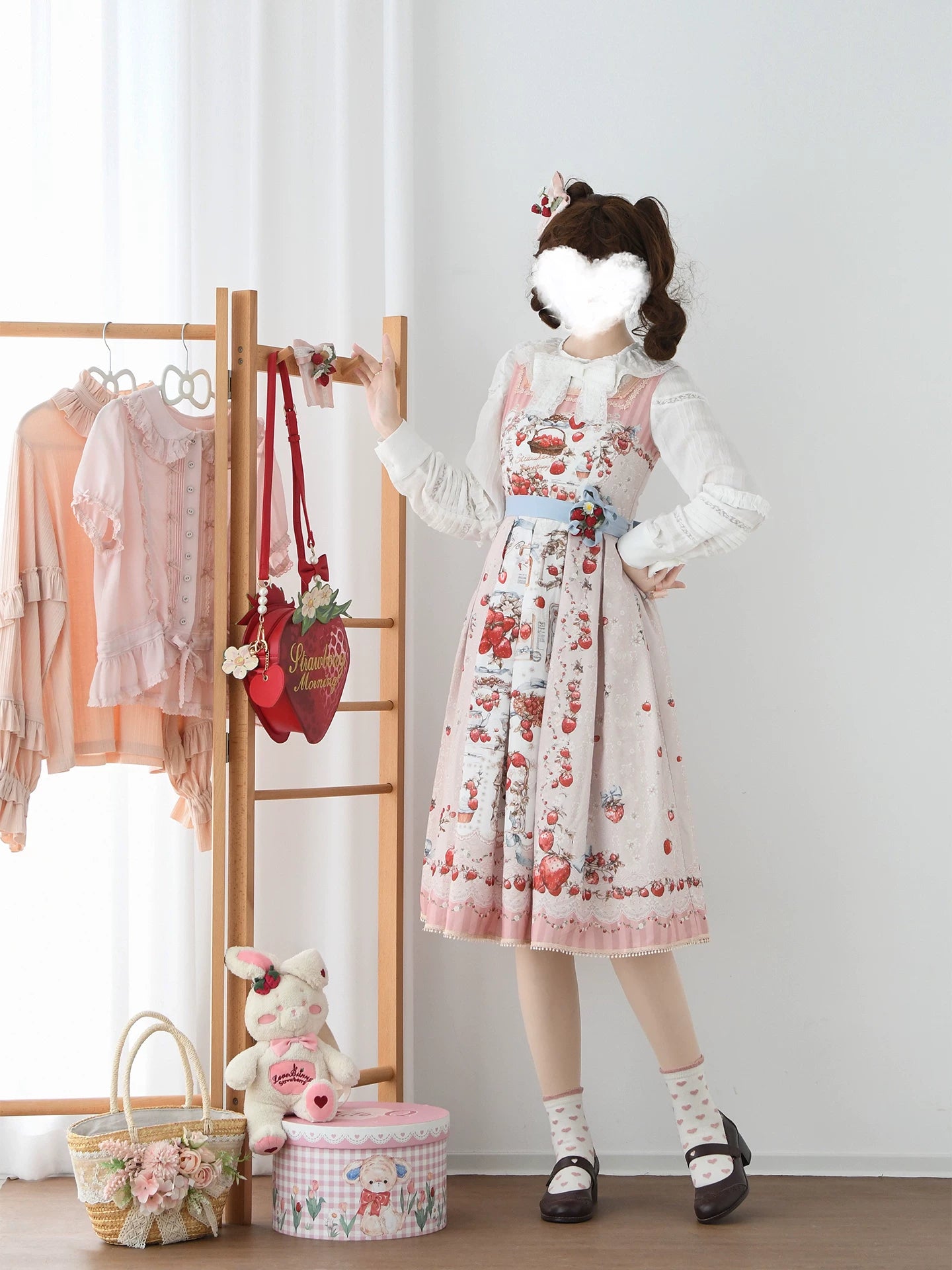 Strawberry Manor - Printed Sweet Lolita JSK Dress, Box Pleats 45025:832861