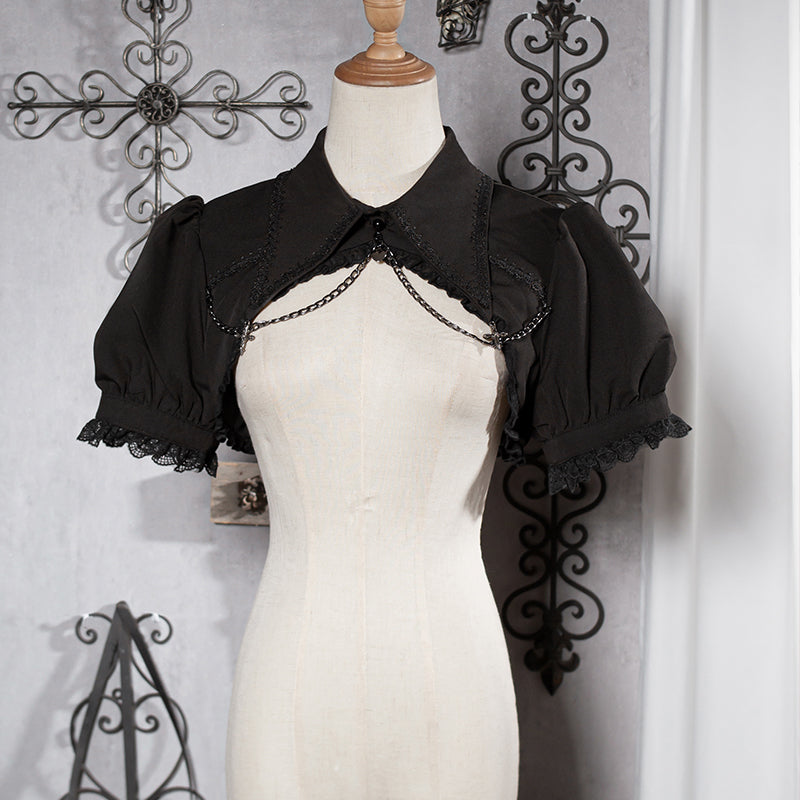 OCELOT - Contract Cross - Gothic Elegant Bubble Sleeve Bolero S black