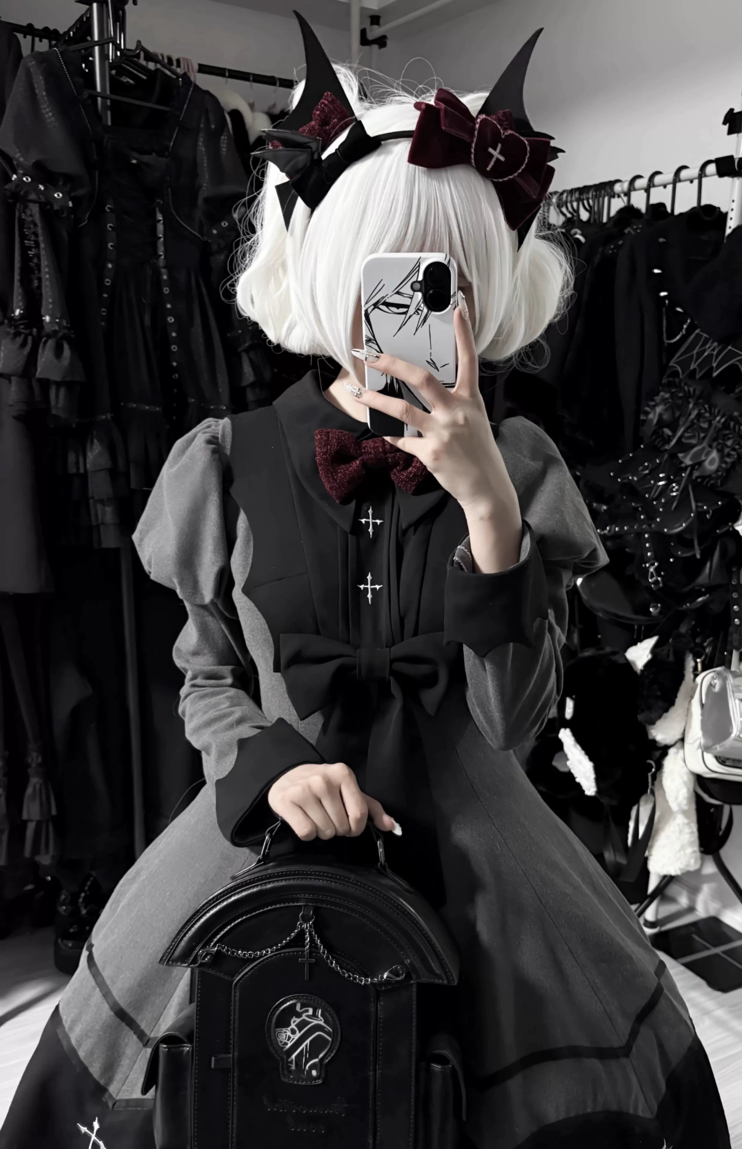 Polaris Lolita - Vampire Princess - Bat-Inspired Halloween Gothic Lolita OP Dress 43386:774872