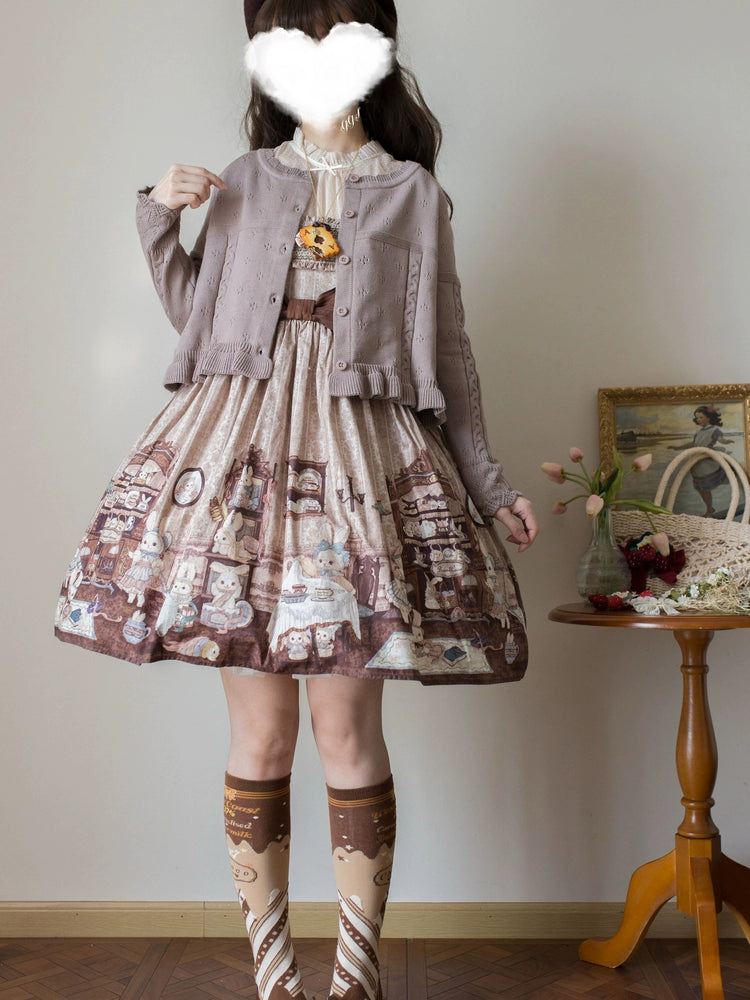 MIST - Kawaii Lolita Sweater Cardigan, Ruffled Lace Hem 43896:789158