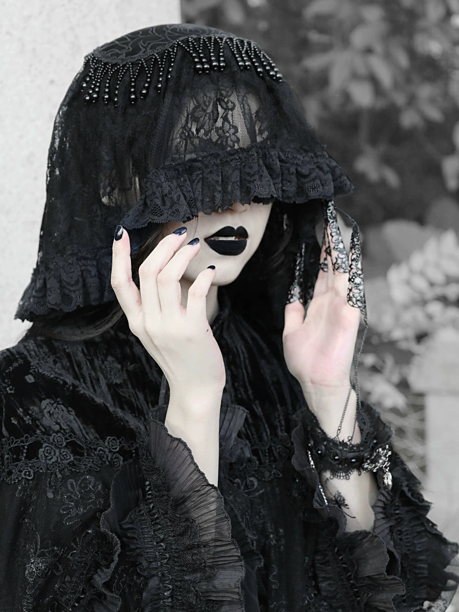 Blood Supply - Misty - Gothic Lolita Halloween Black Lace Veil Blood Supply - Misty - Gothic Lolita Halloween Black Lace Veil