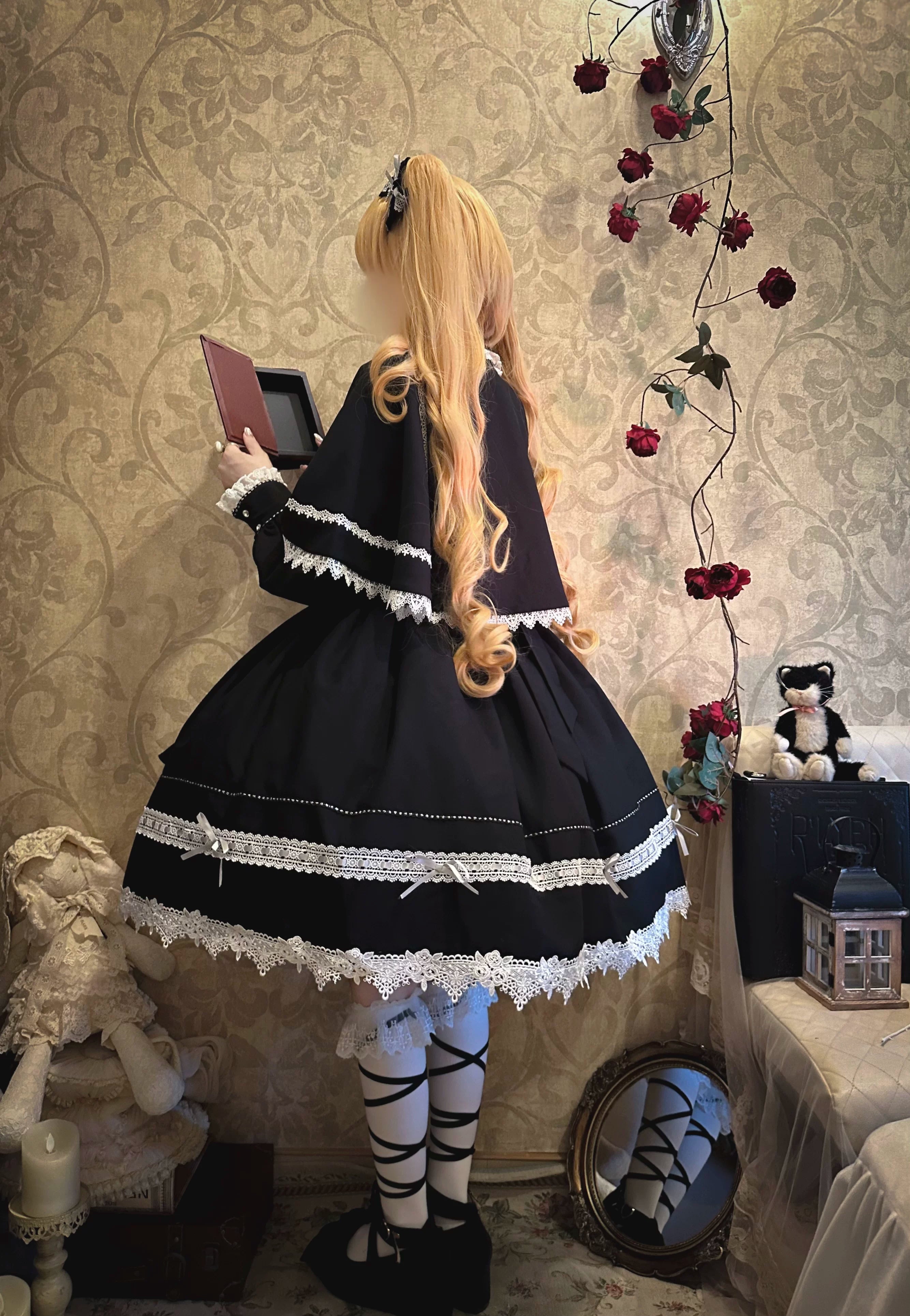 Ningyo Night - Old School Lolita OP Dress, Peter Pan Collar Cape 44635:816647