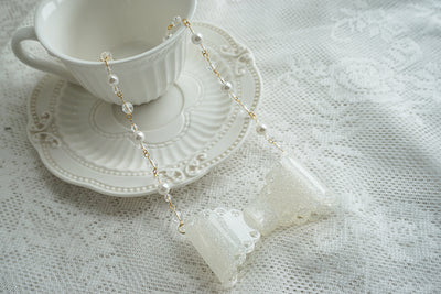 (Buyforme)Cat Tea Party~ Sweet Lolita Bow Ring and Necklace white necklace  